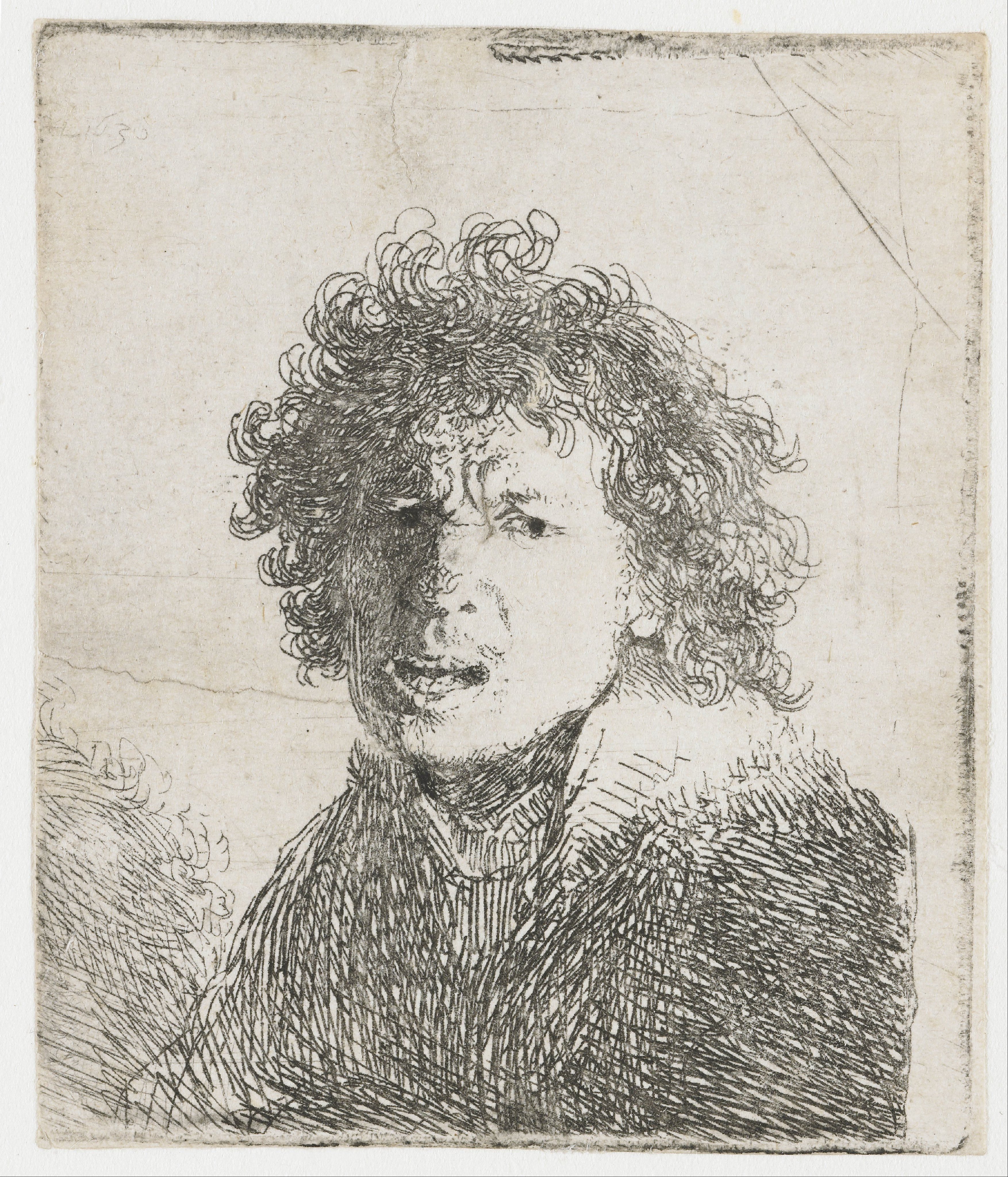 Self-portrait open mouthed, as if shouting: bust