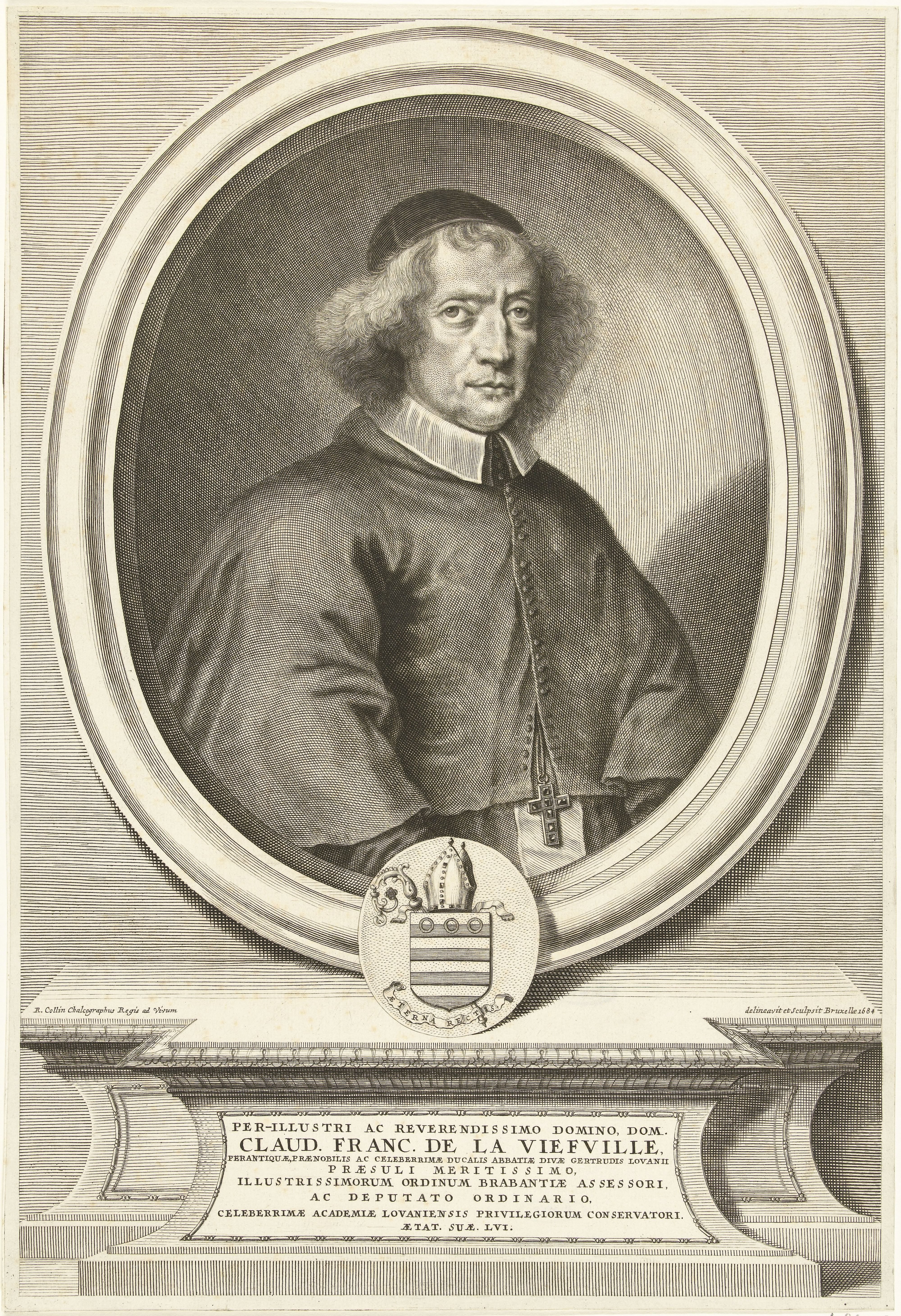 Portret van abt Claude Francoise de la Viefville op 56-jarige leeftijd