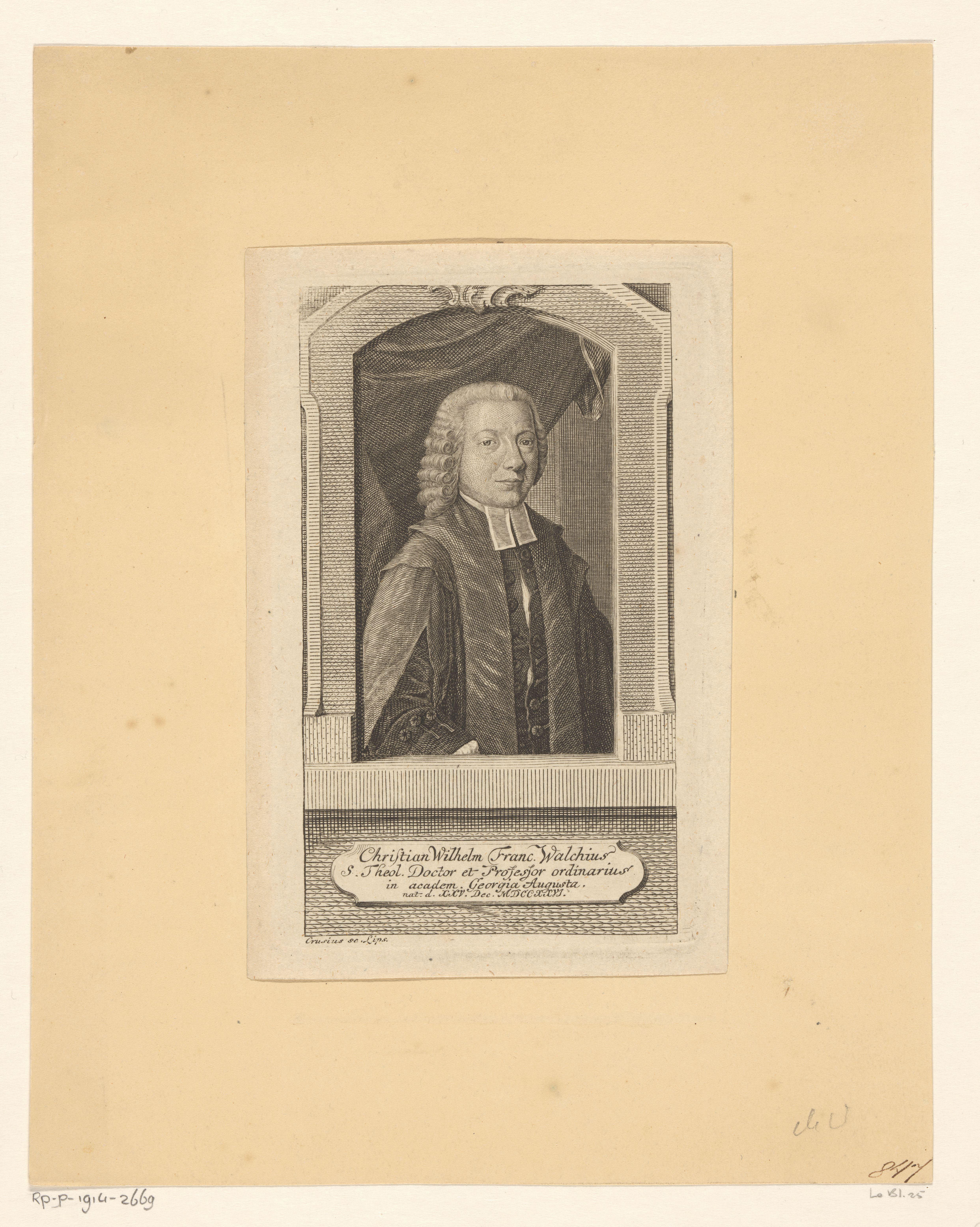 Portret van Christian Wilhelm Franz Walch