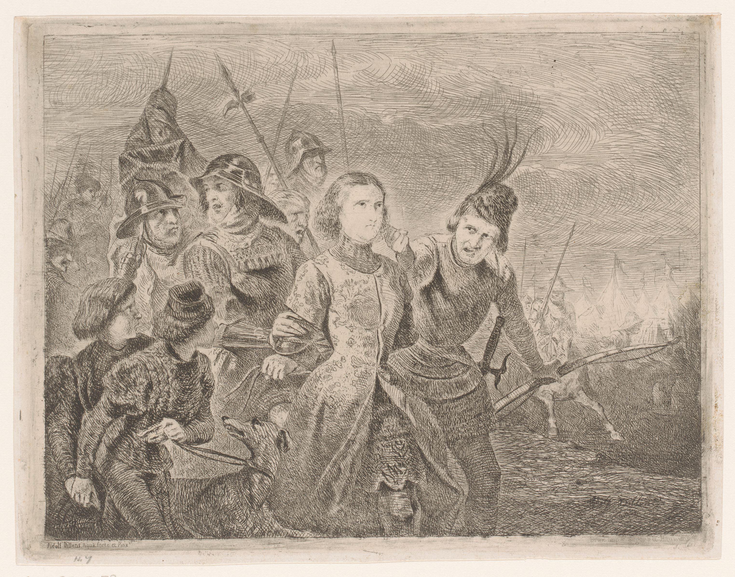 Jeanne d'Arc wordt door soldaten gevangen en meegevoerd