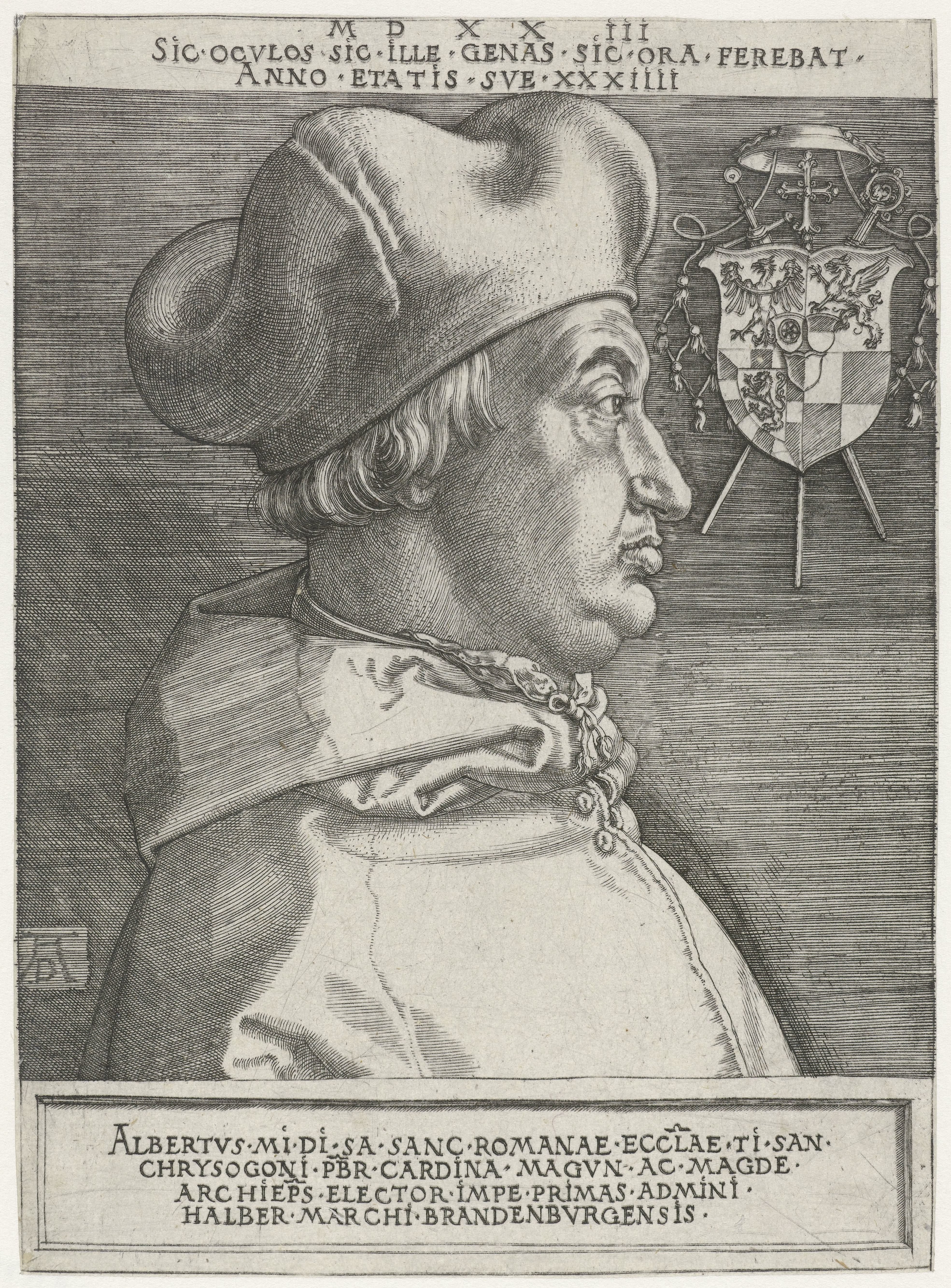 Portret van kardinaal Albert van Brandenburg op 34-jarige leeftijd