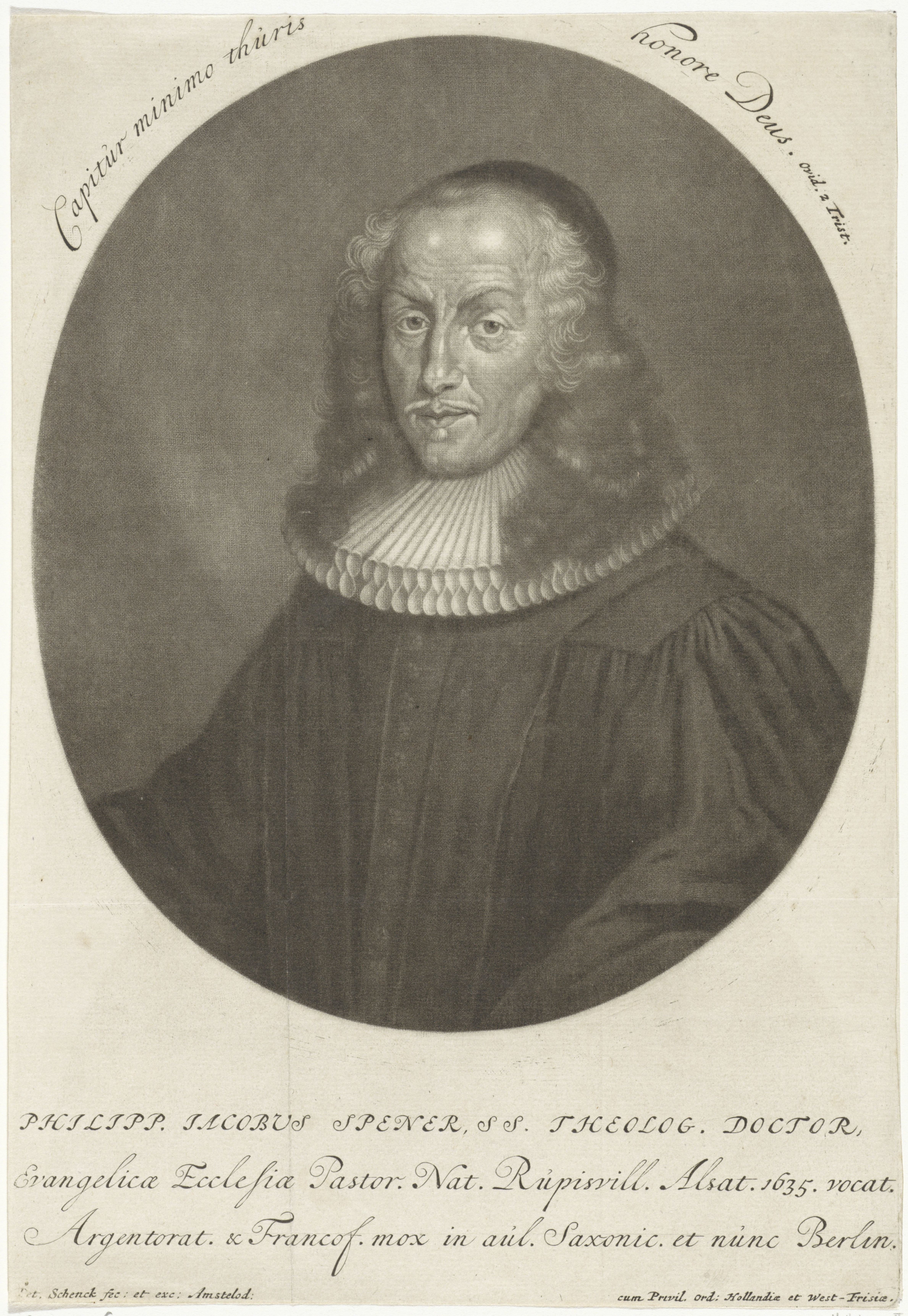 Portret van de theoloog Philipp Jacob Spener