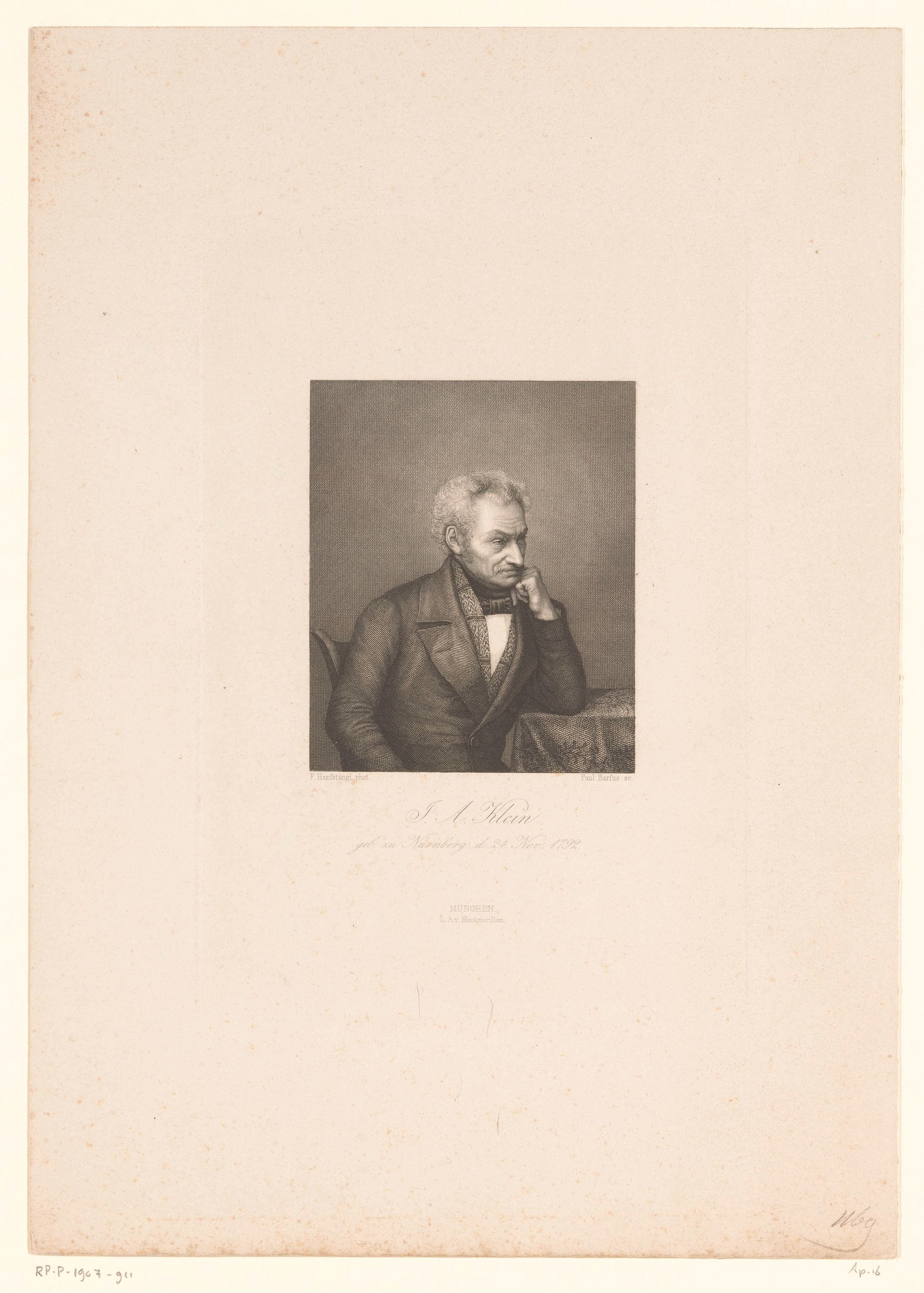 Portret van Johann Adam Klein