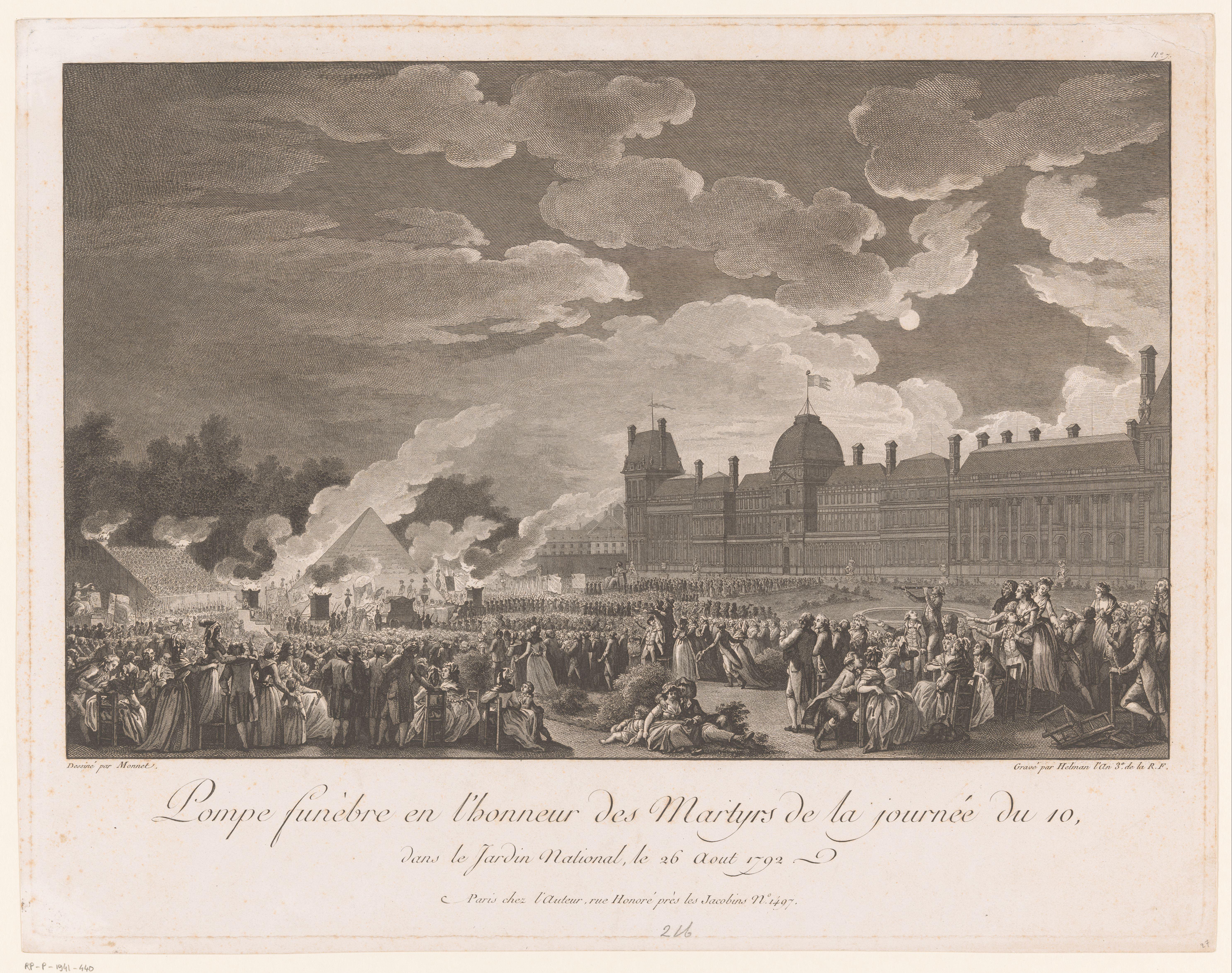 Begrafenisstoet in de Jardin des Tuileries te Parijs