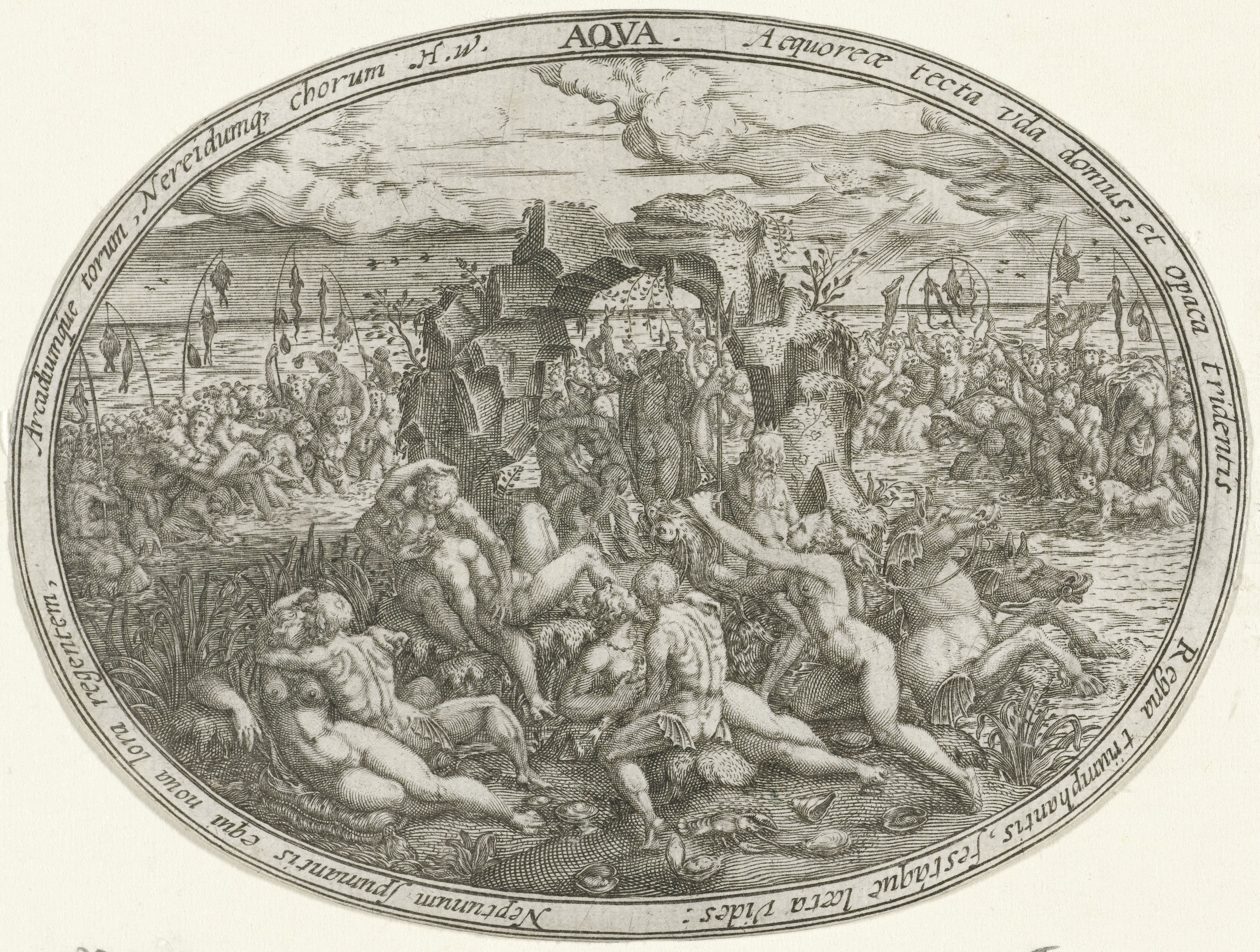 Neptunus met nereïden en tritons: het element water