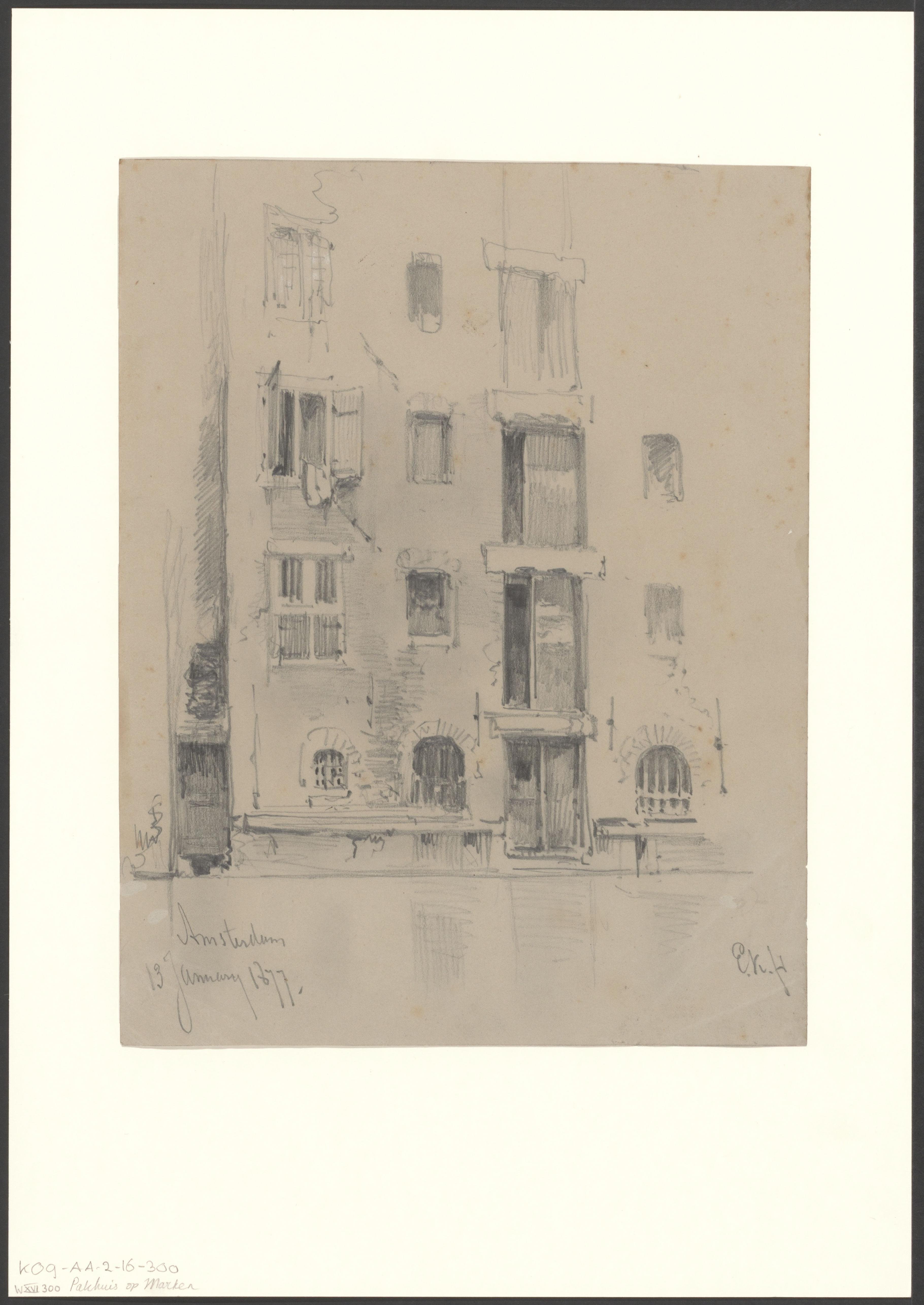 Gezicht op een pakhuis aan de Markengracht