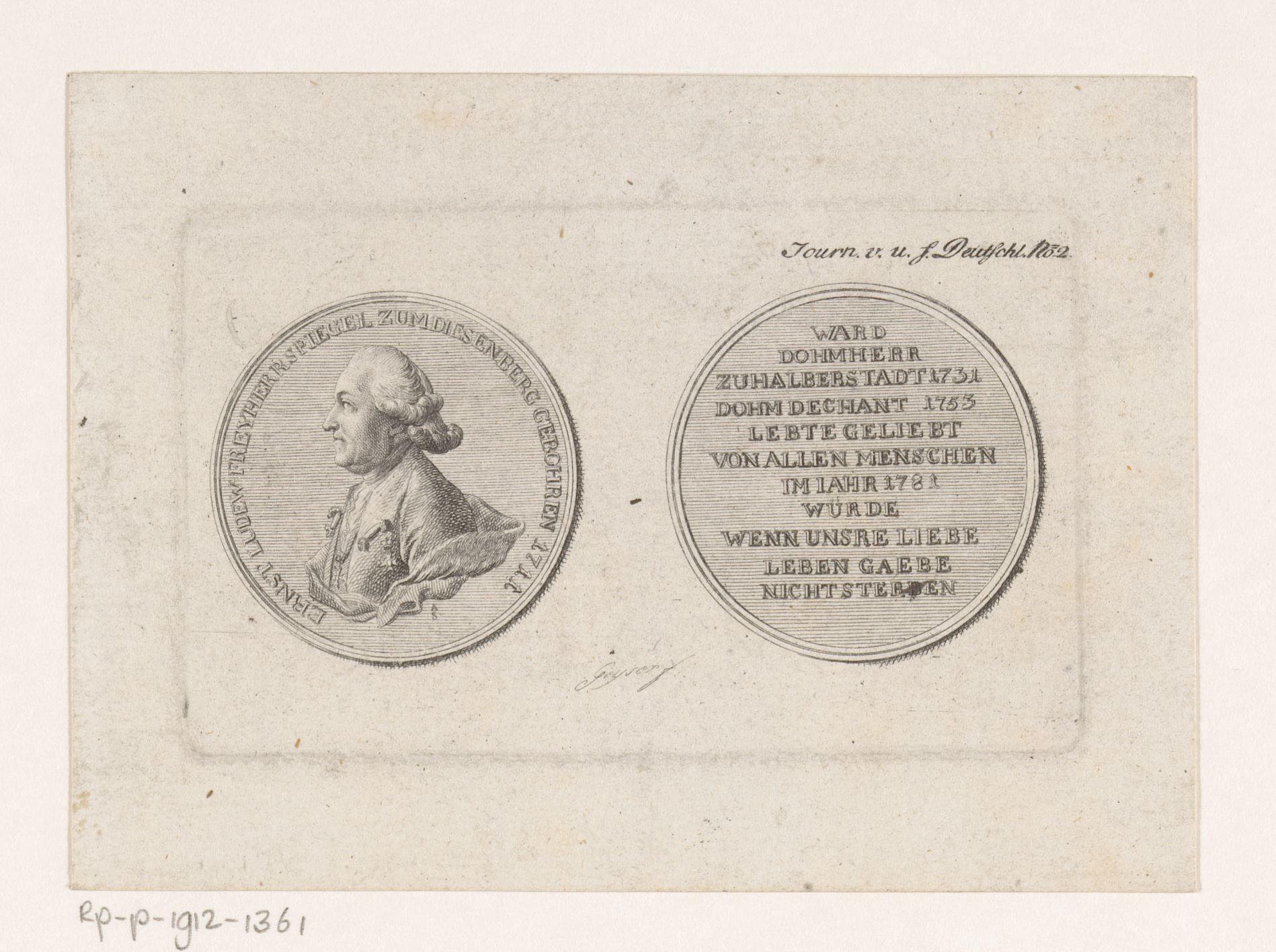 Portret van Ernst Ludwig von Spiegel zum Diesenberg