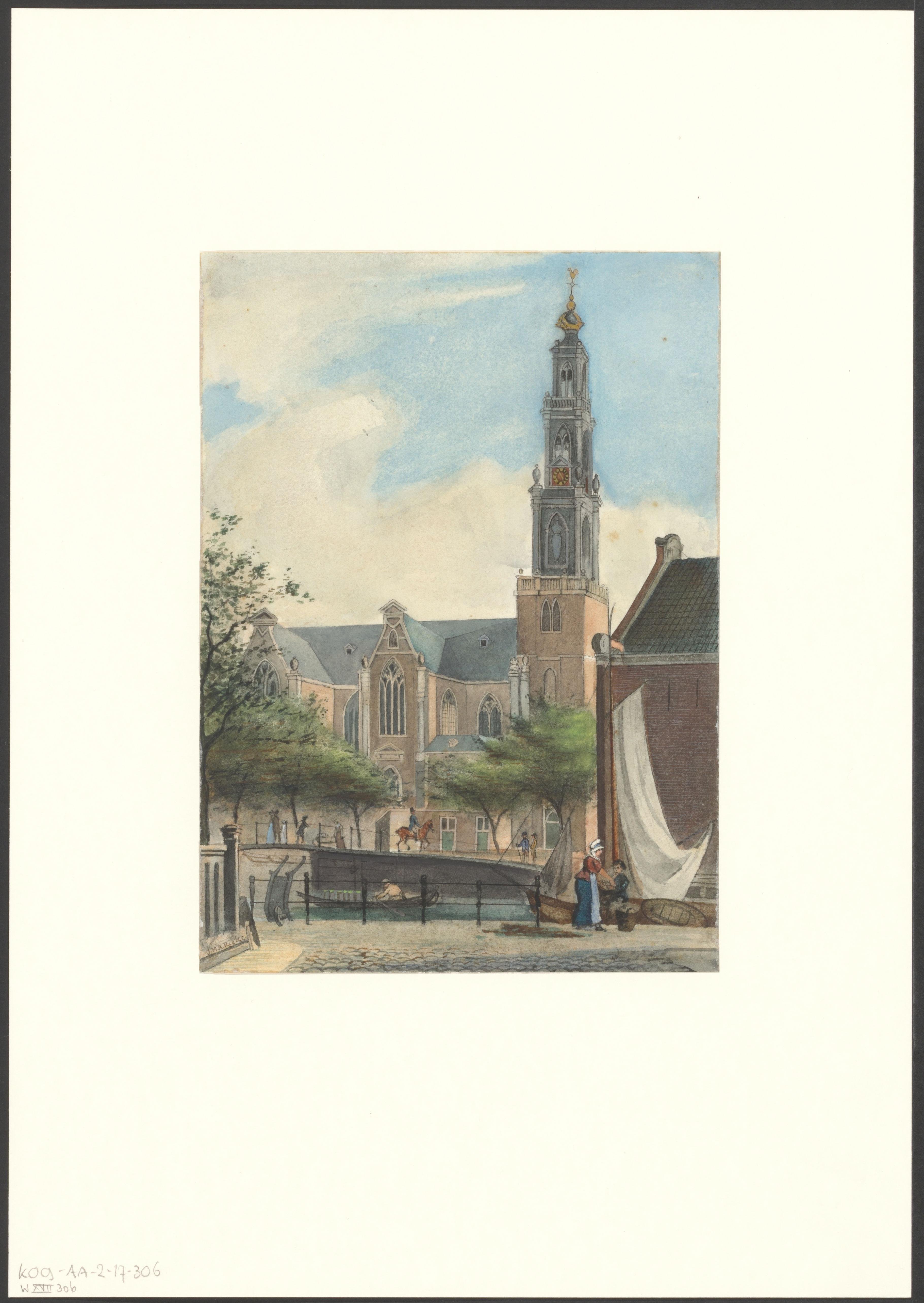 Gezicht op de Westerkerk vanaf de Bloemgracht