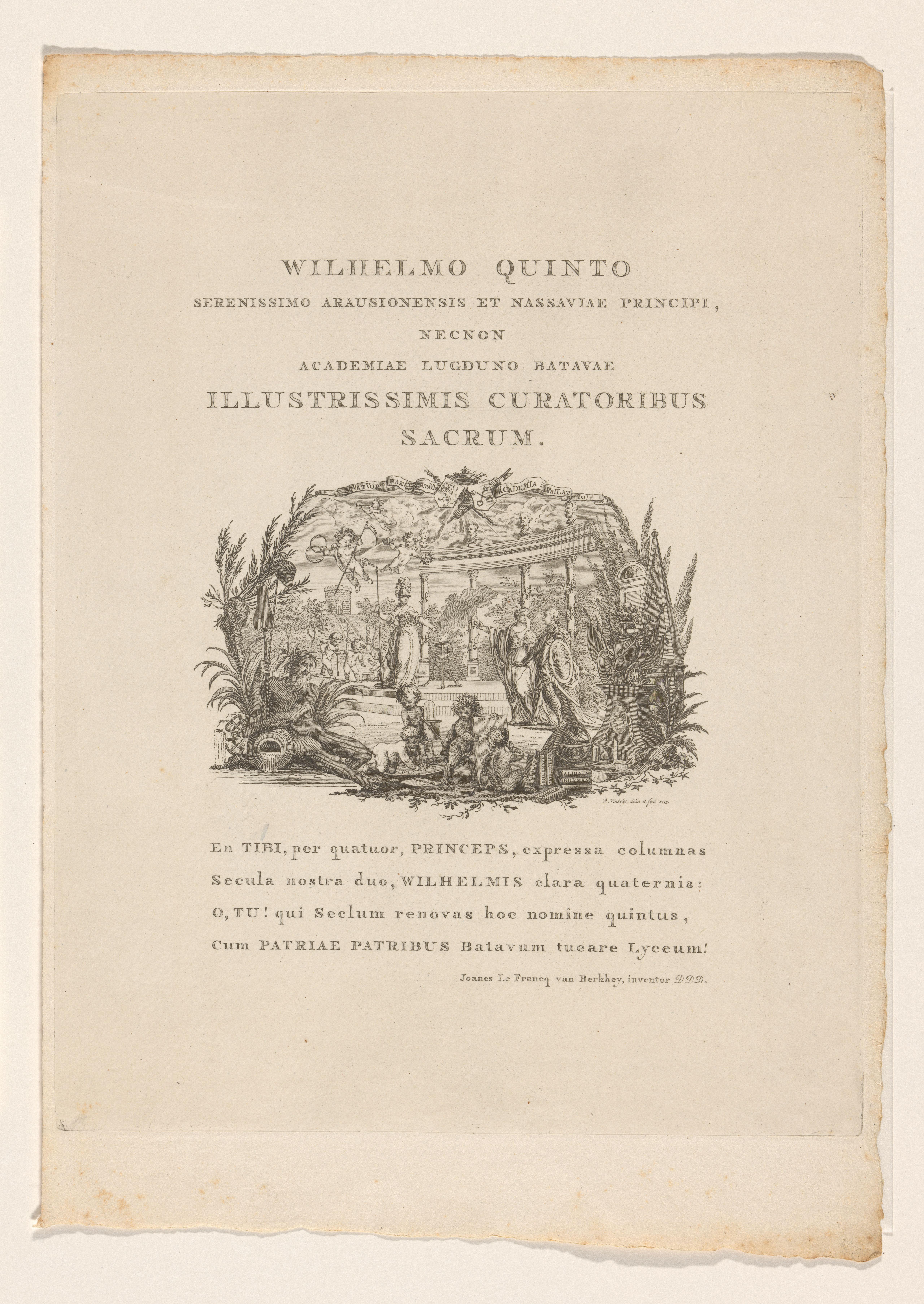 Dedicatiepagina met allegorische voorstelling
