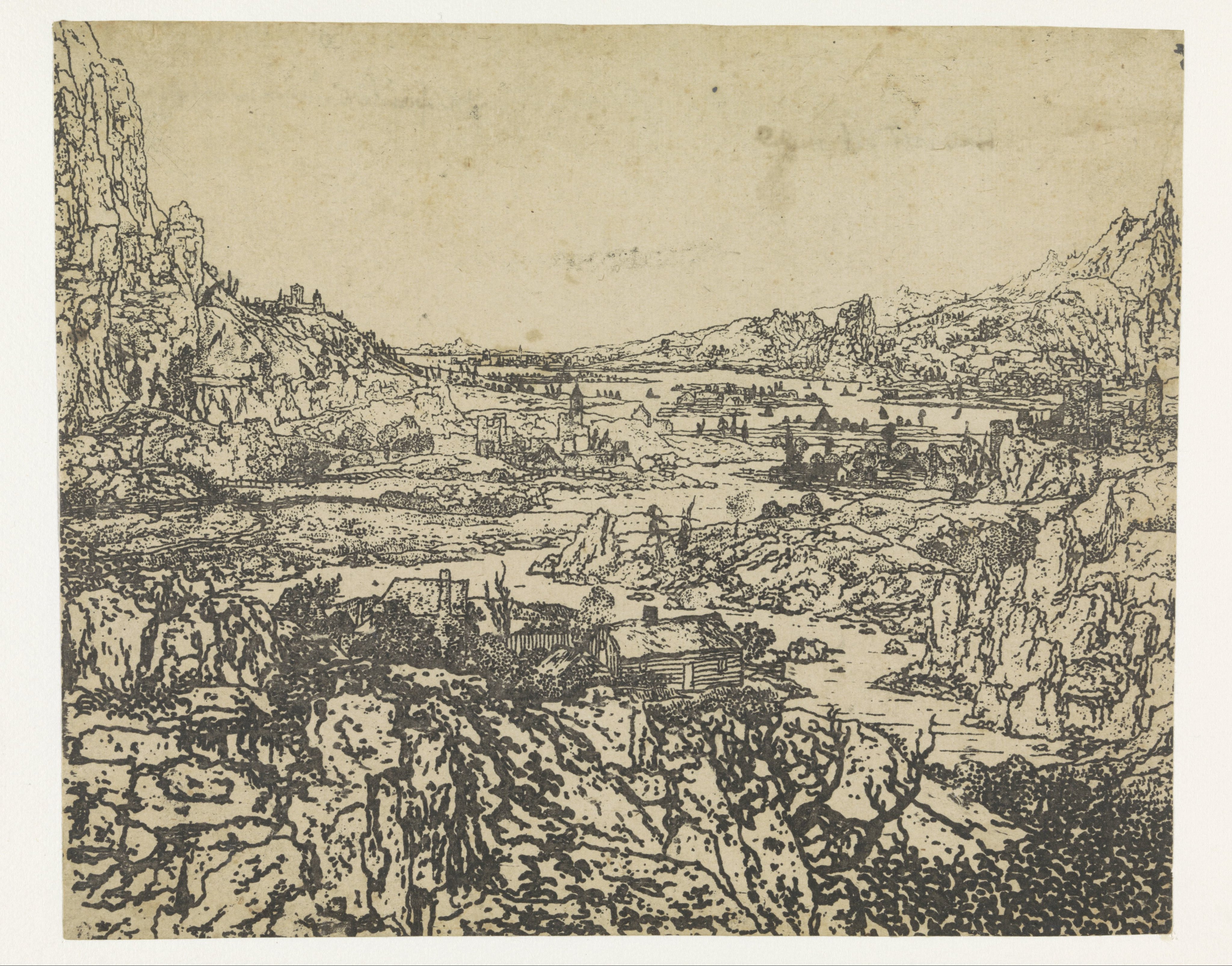 Bergvallei met een slingerende rivier