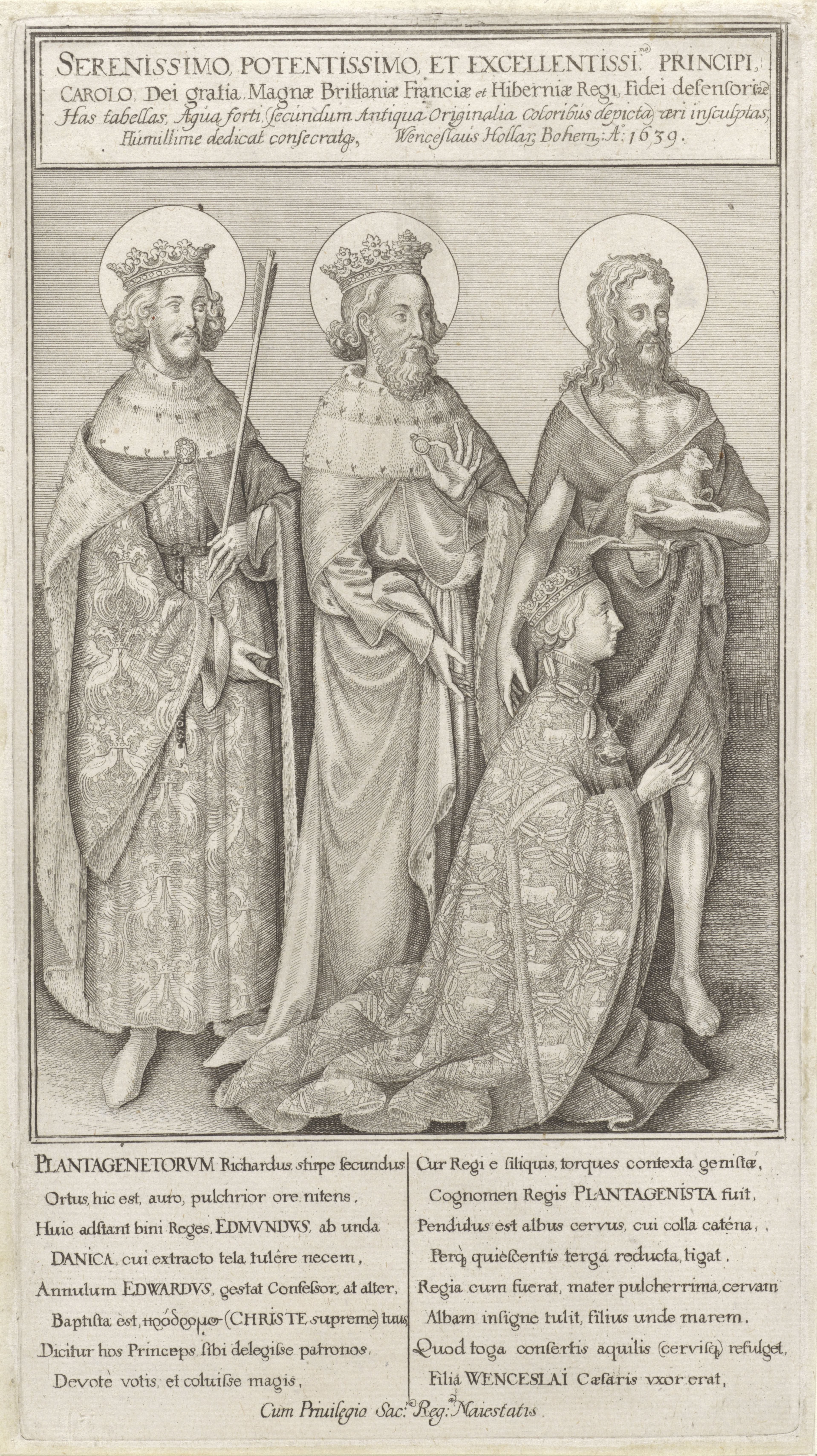 Geknielde koning Richard II vergezeld door Johannes de Doper, koning Edmund en koning Eduard de Belijder