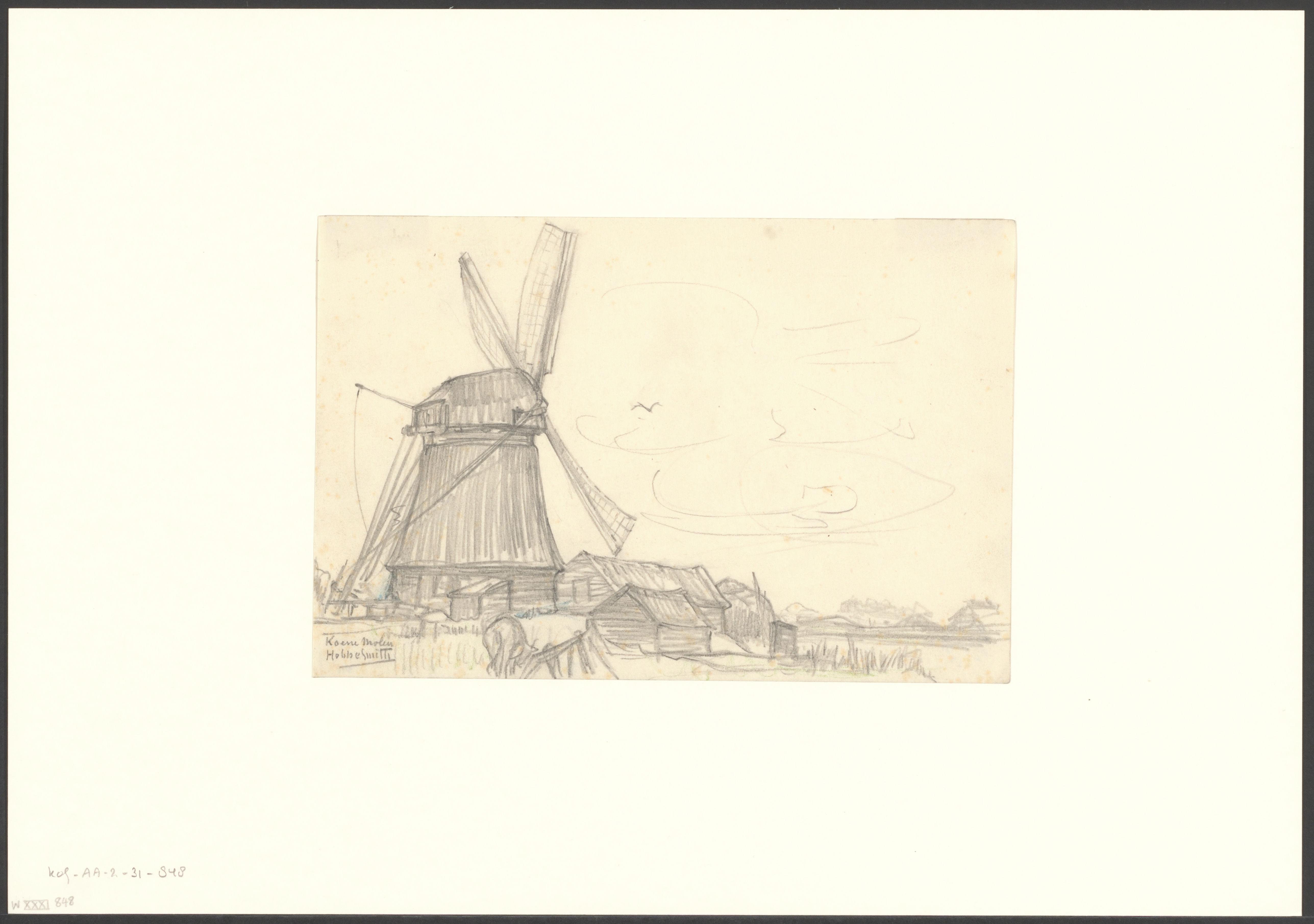 Gezicht op de Koenenmolen aan de Nieuwe Meer