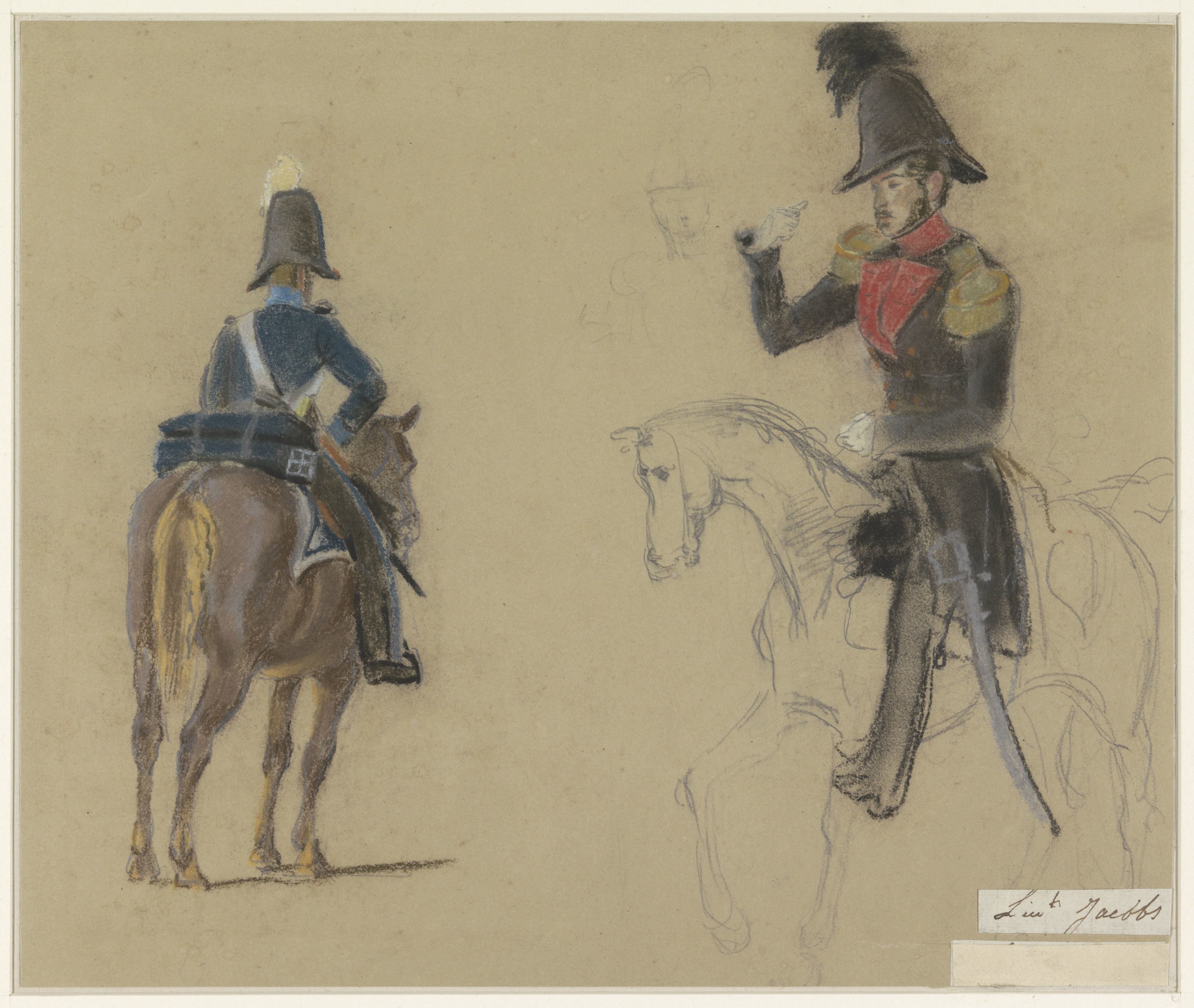 Portret van Luitenant Jacobs, te paard