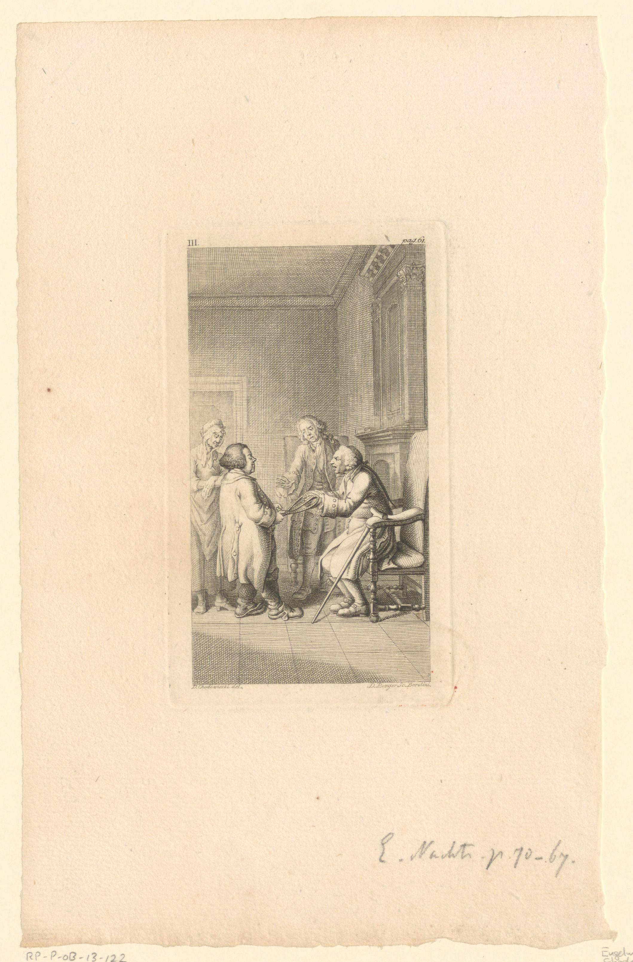 Gesprek tussen dokter Slop, oom Toby en de vader van Tristram Shandy