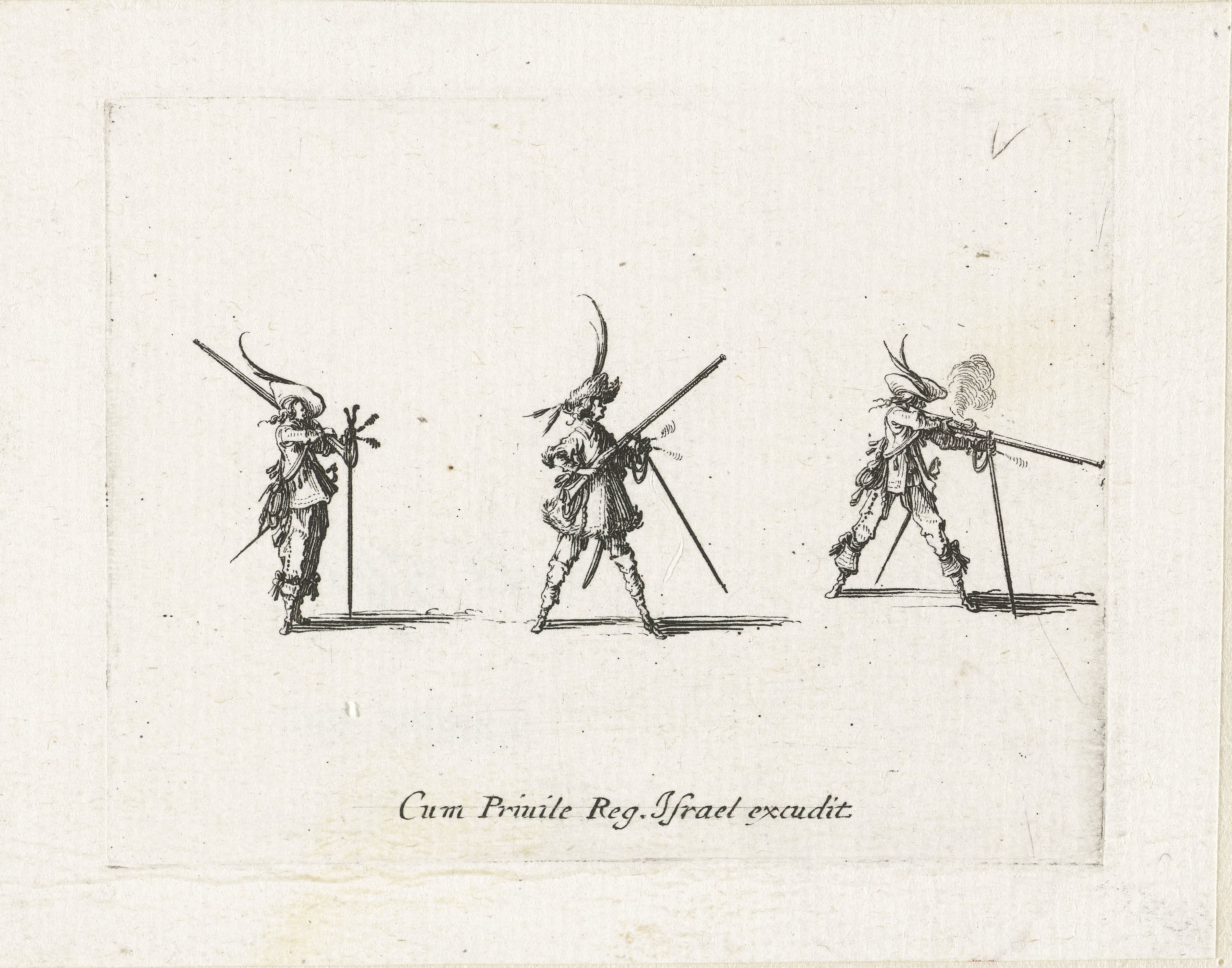 Exercities met een musket: afvuren van een musket