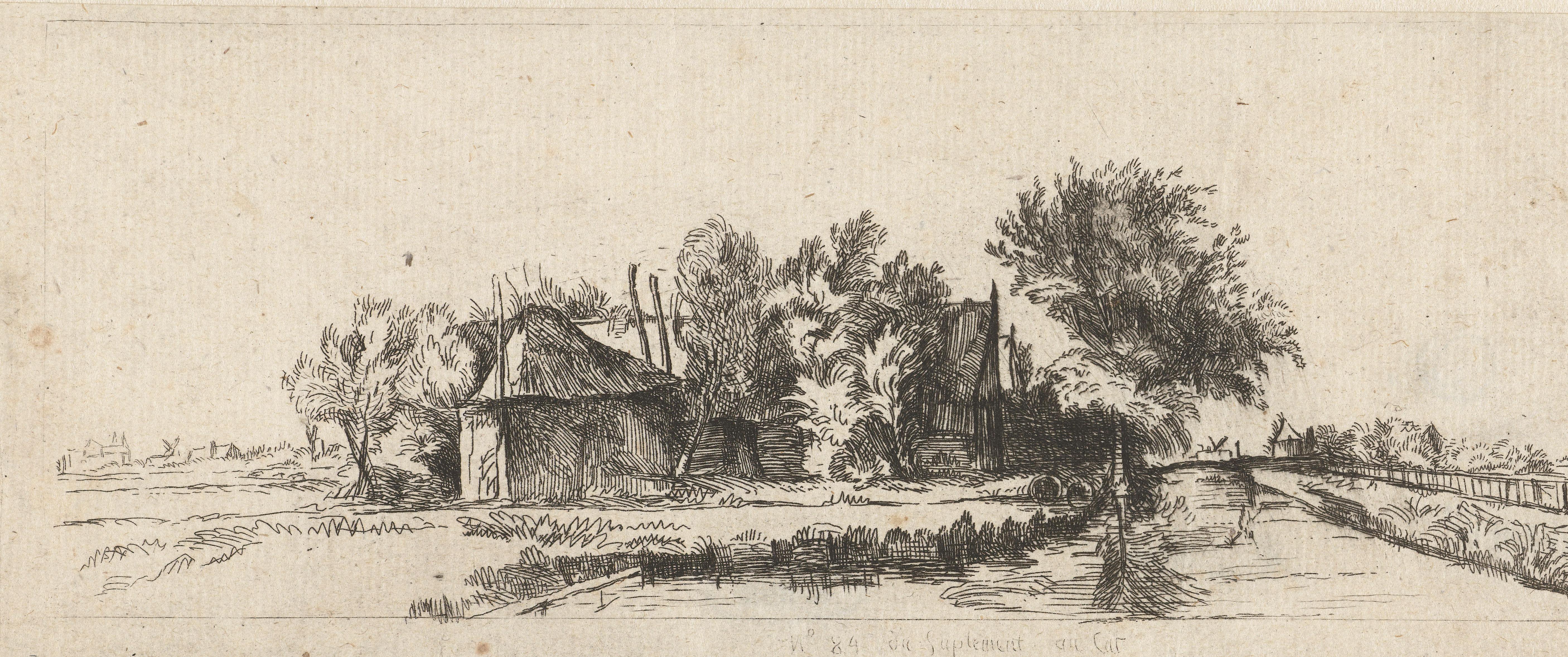 Landschap met een kanaal en hek