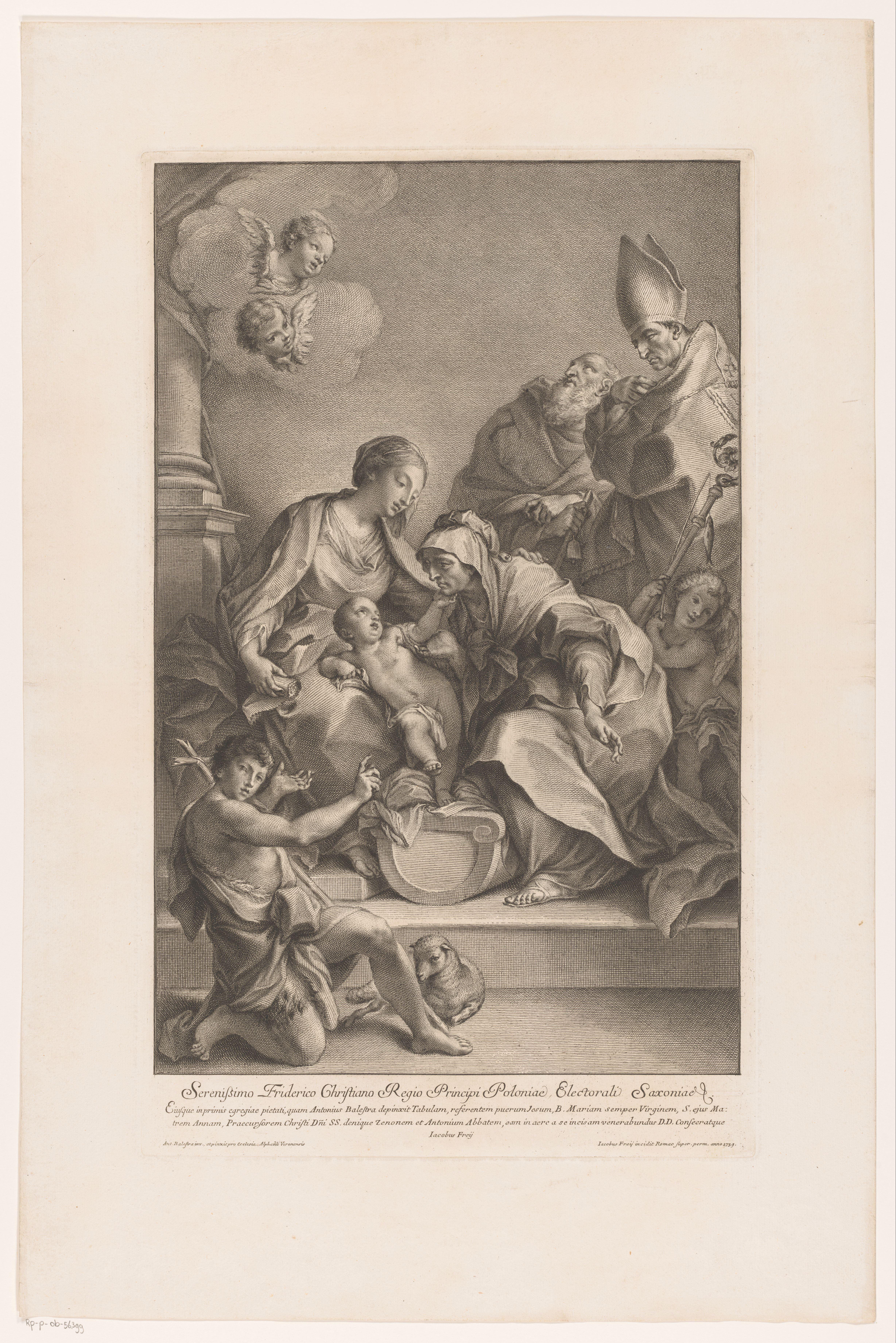 Maria met kind, vergezeld door H. Anna, H. Zeno, H. Antonius en Johannes de Doper