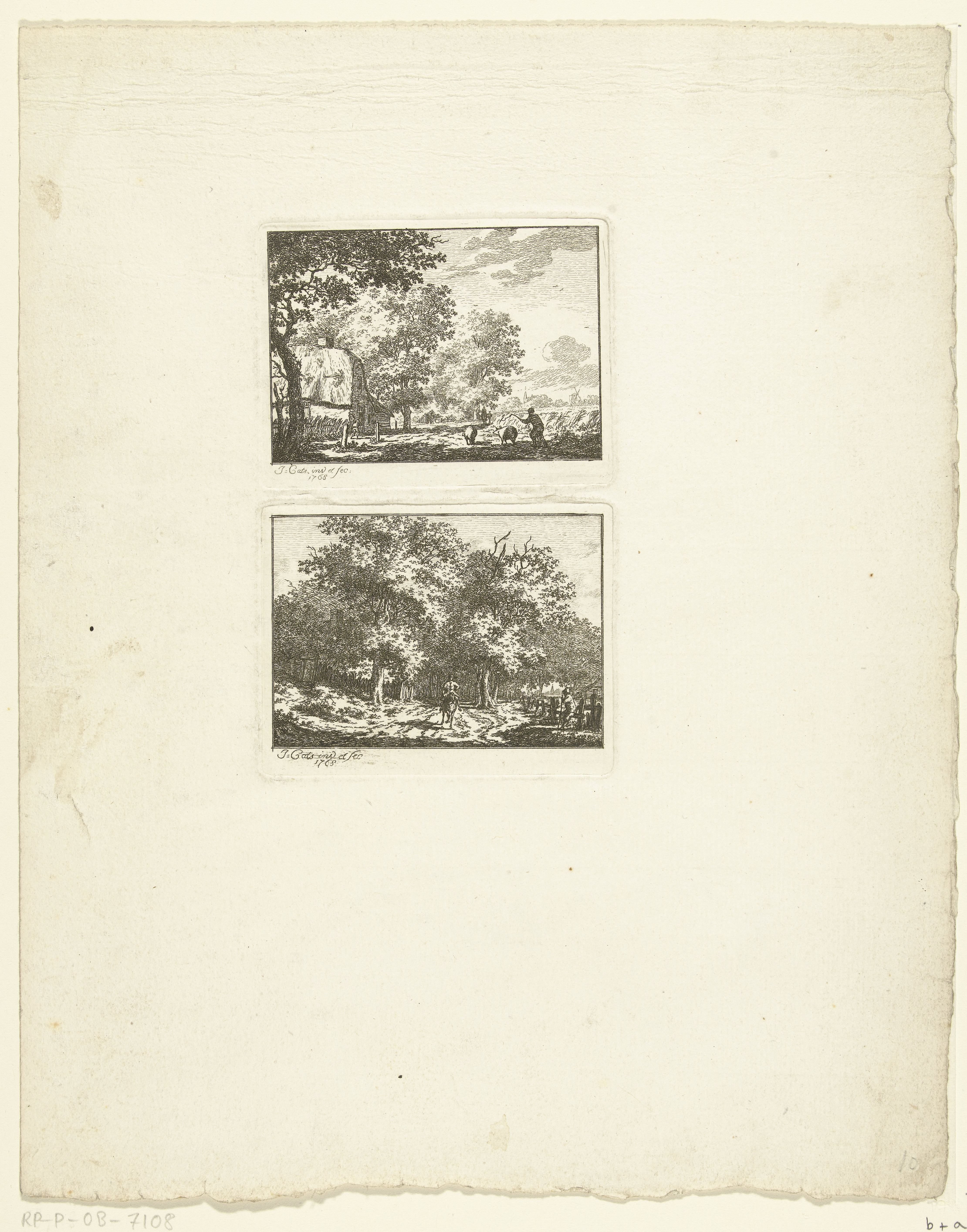 Landschap met varkenshoeder en landschap met ruiter