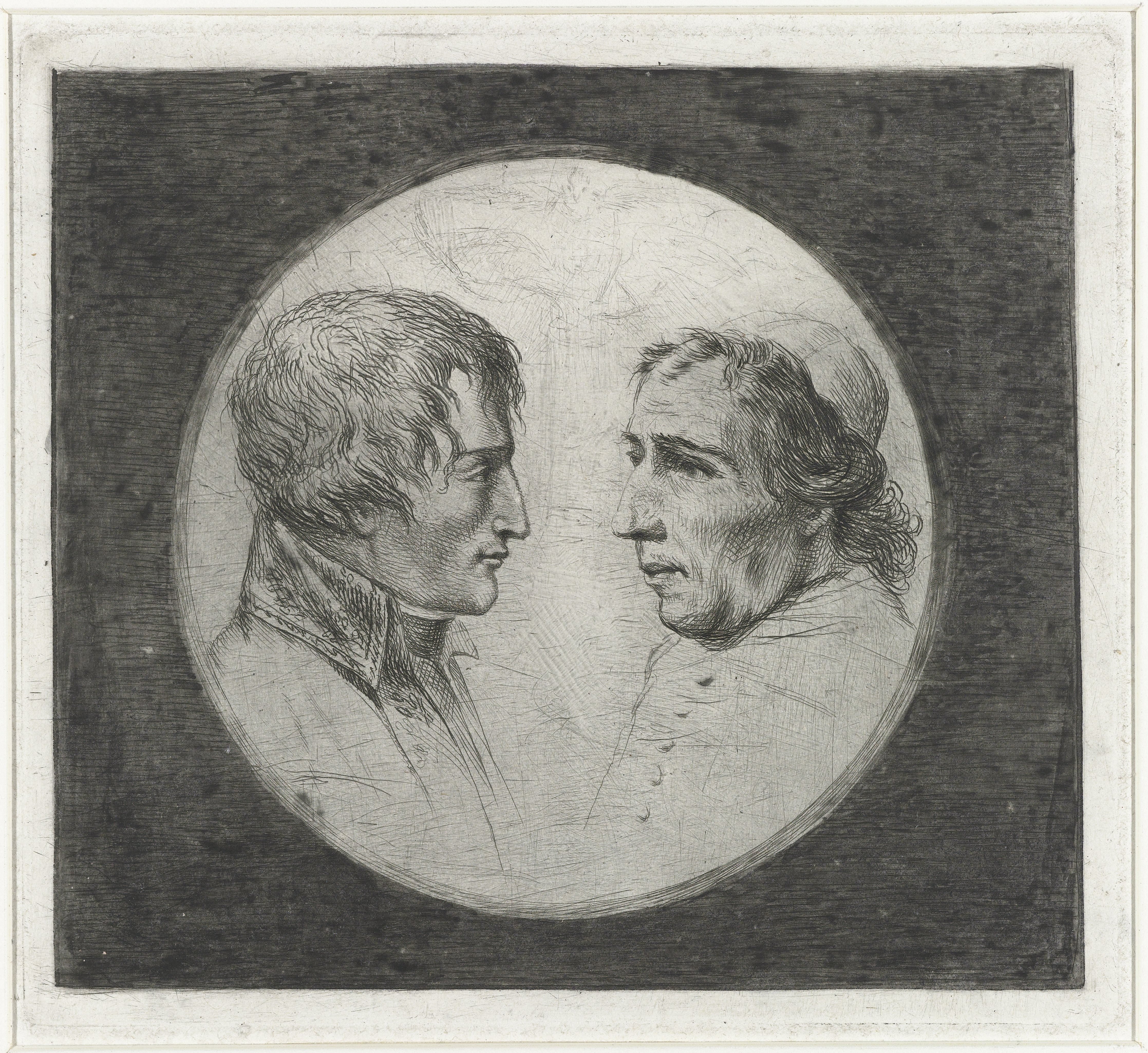 Dubbelportret van Napoleon Bonaparte en paus Pius VII
