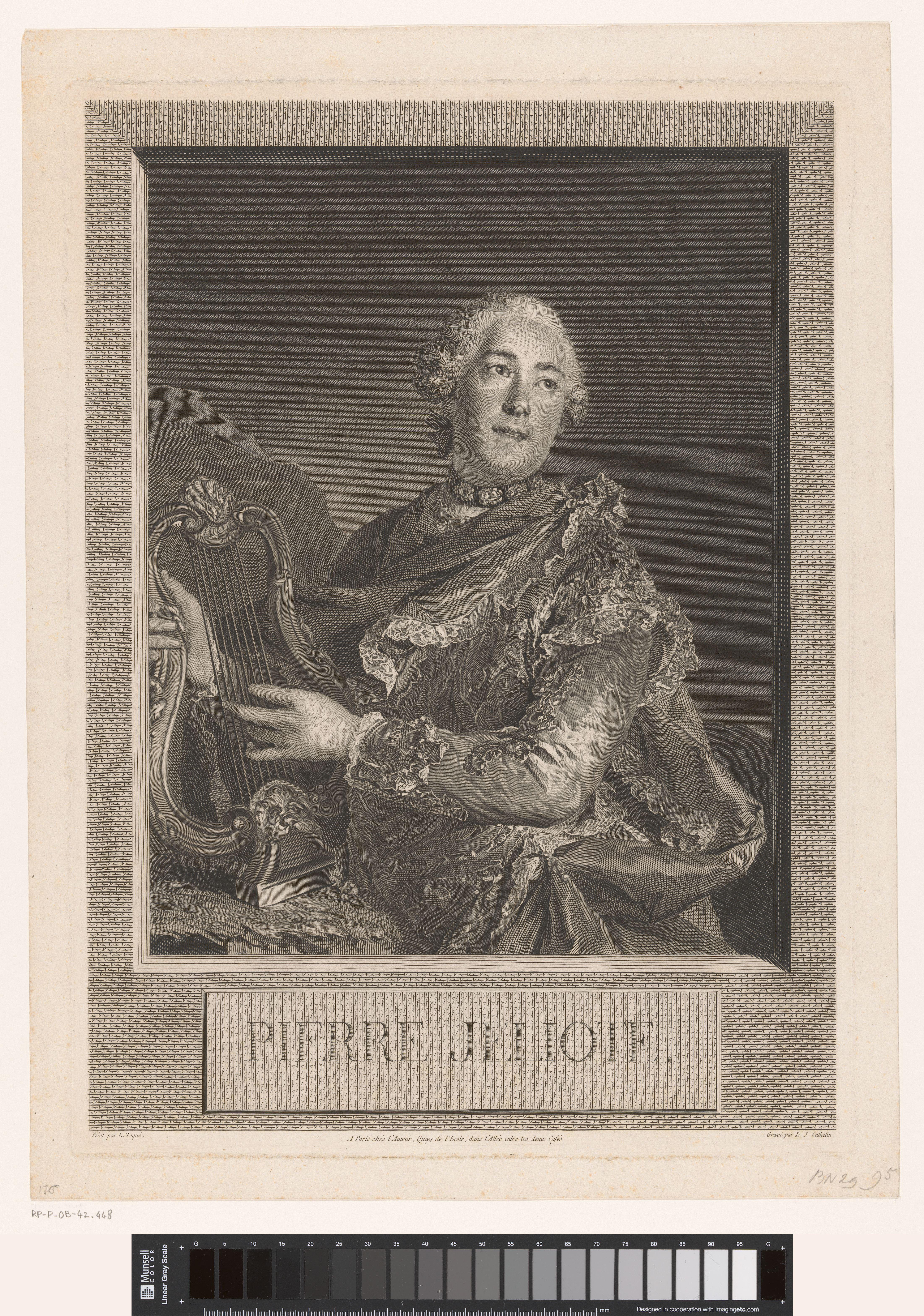 Portret van Pierre de Jélyotte met een lier