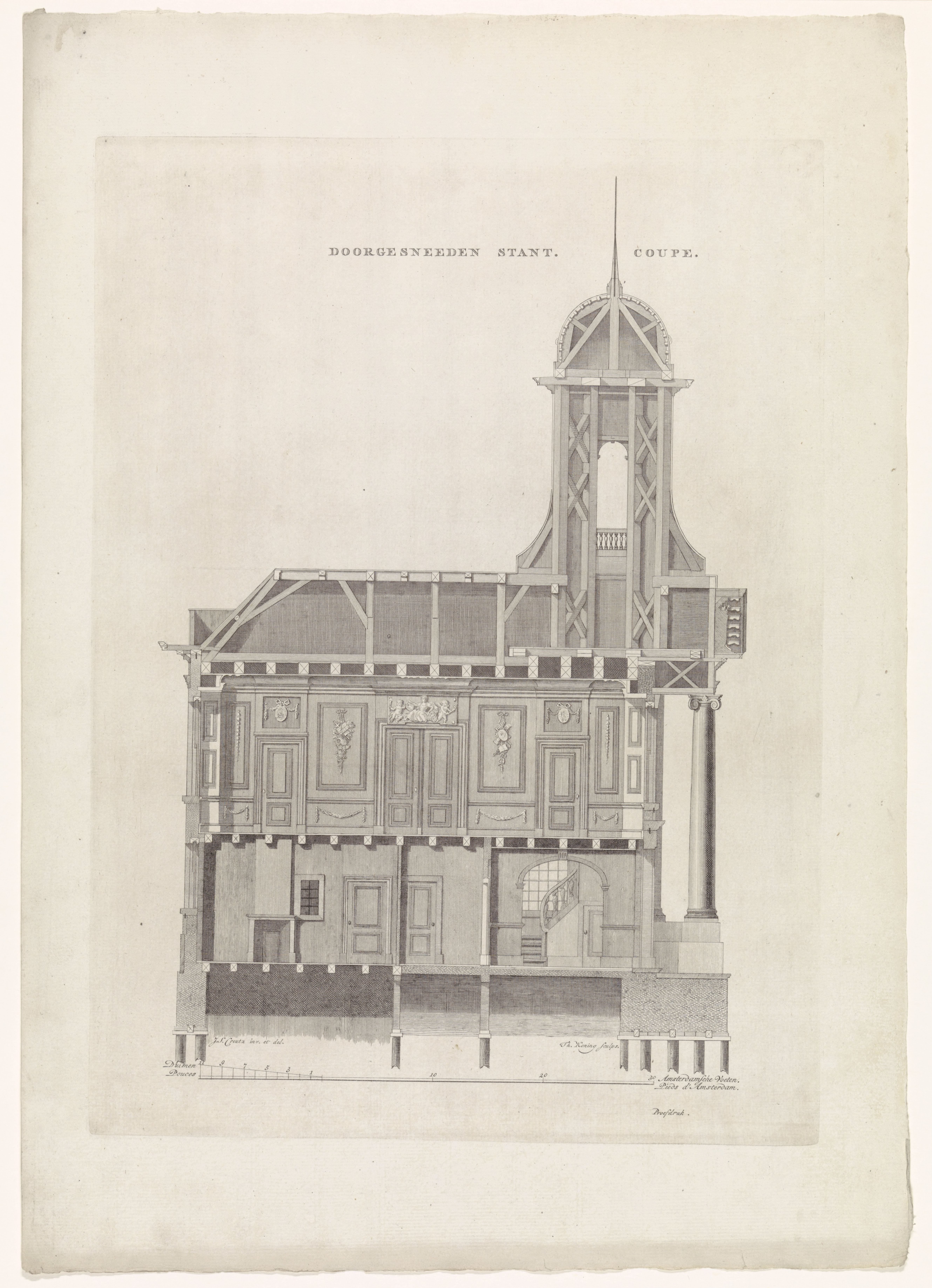 Doorsnede van de rechtbank te Westzaan