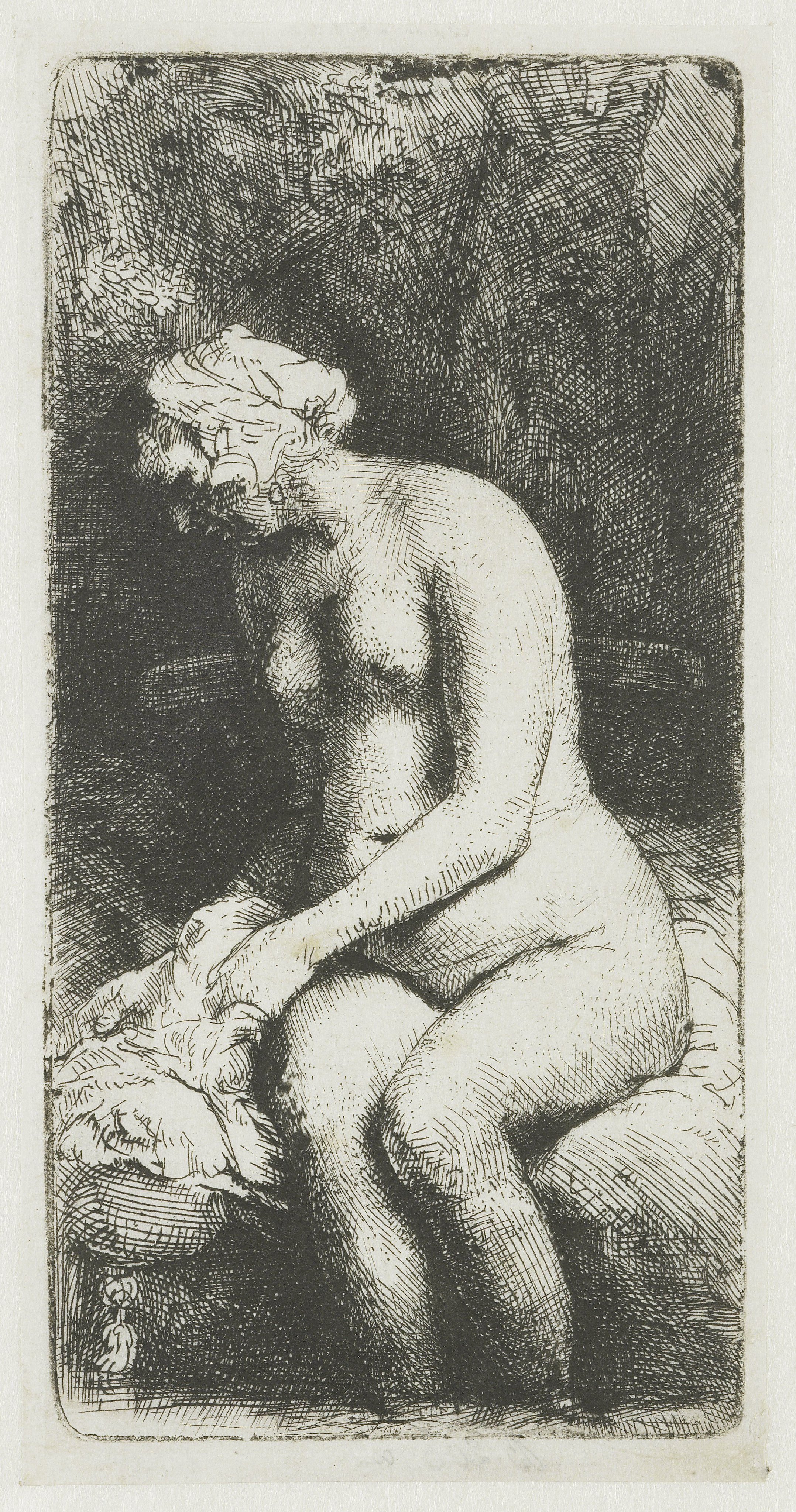 Woman bathing her feet at a brook