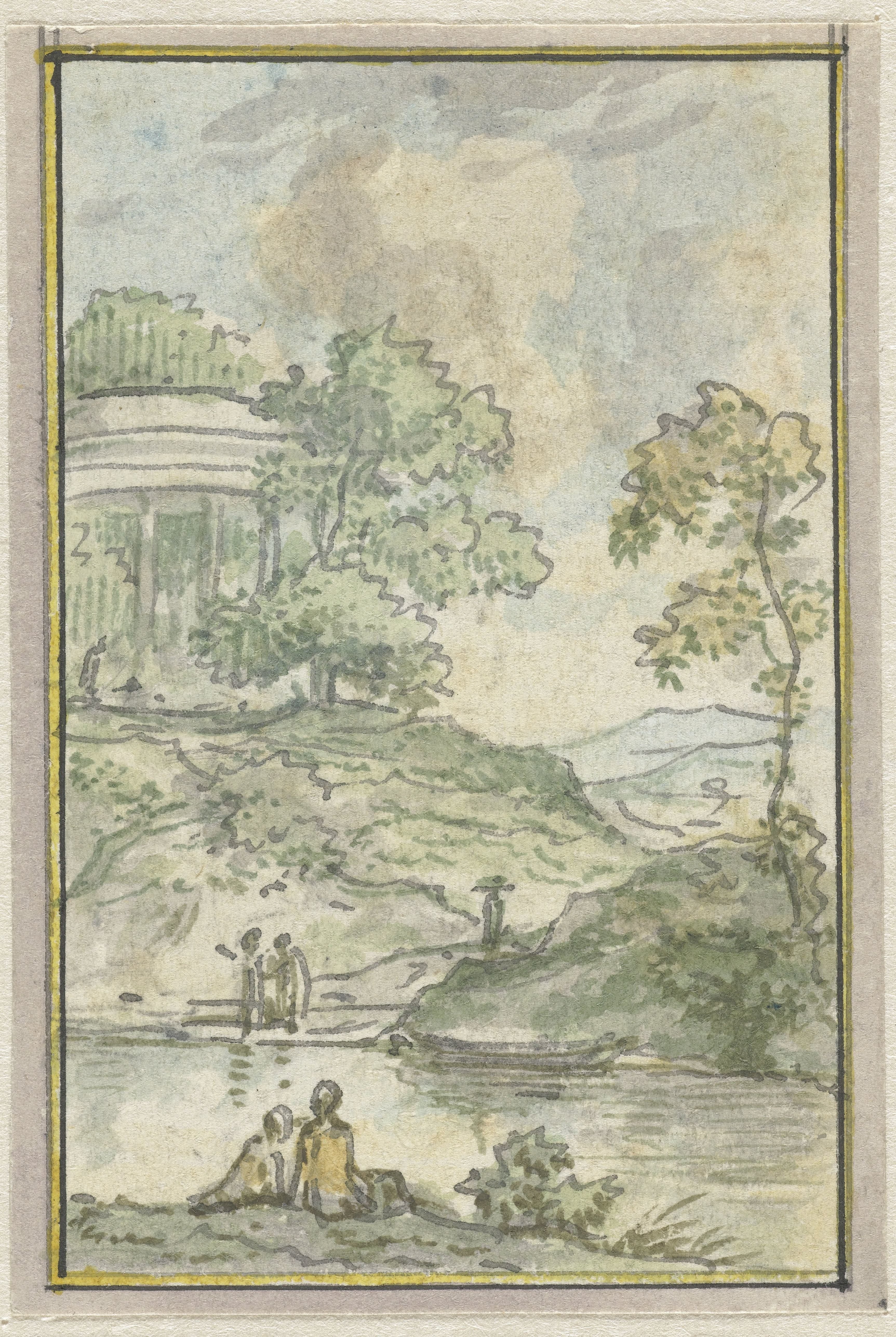 Landschap met ronde tempel