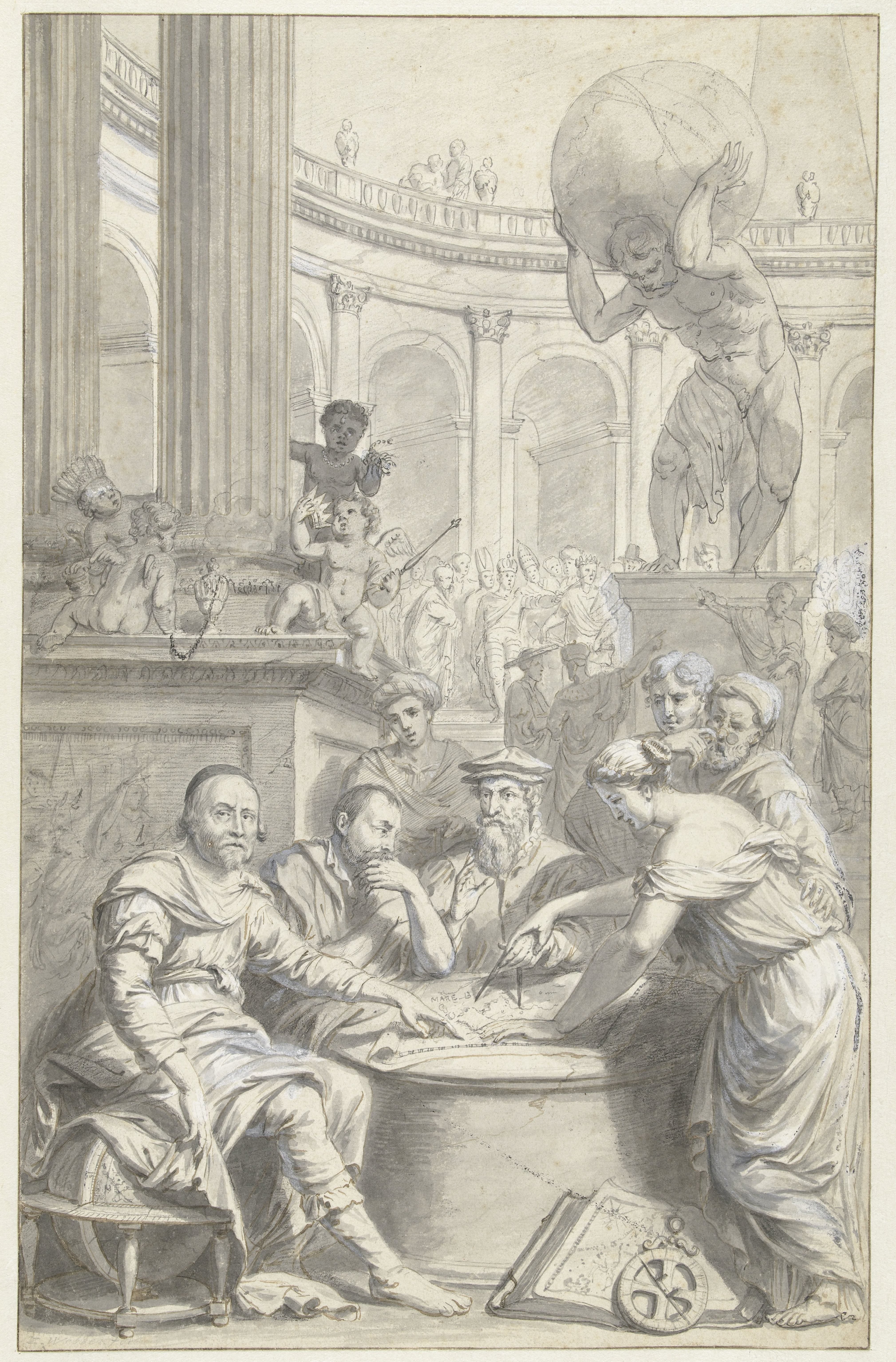 Titelbladontwerp voor Atlas Contractus van Johannes Janssonius van Waesberge