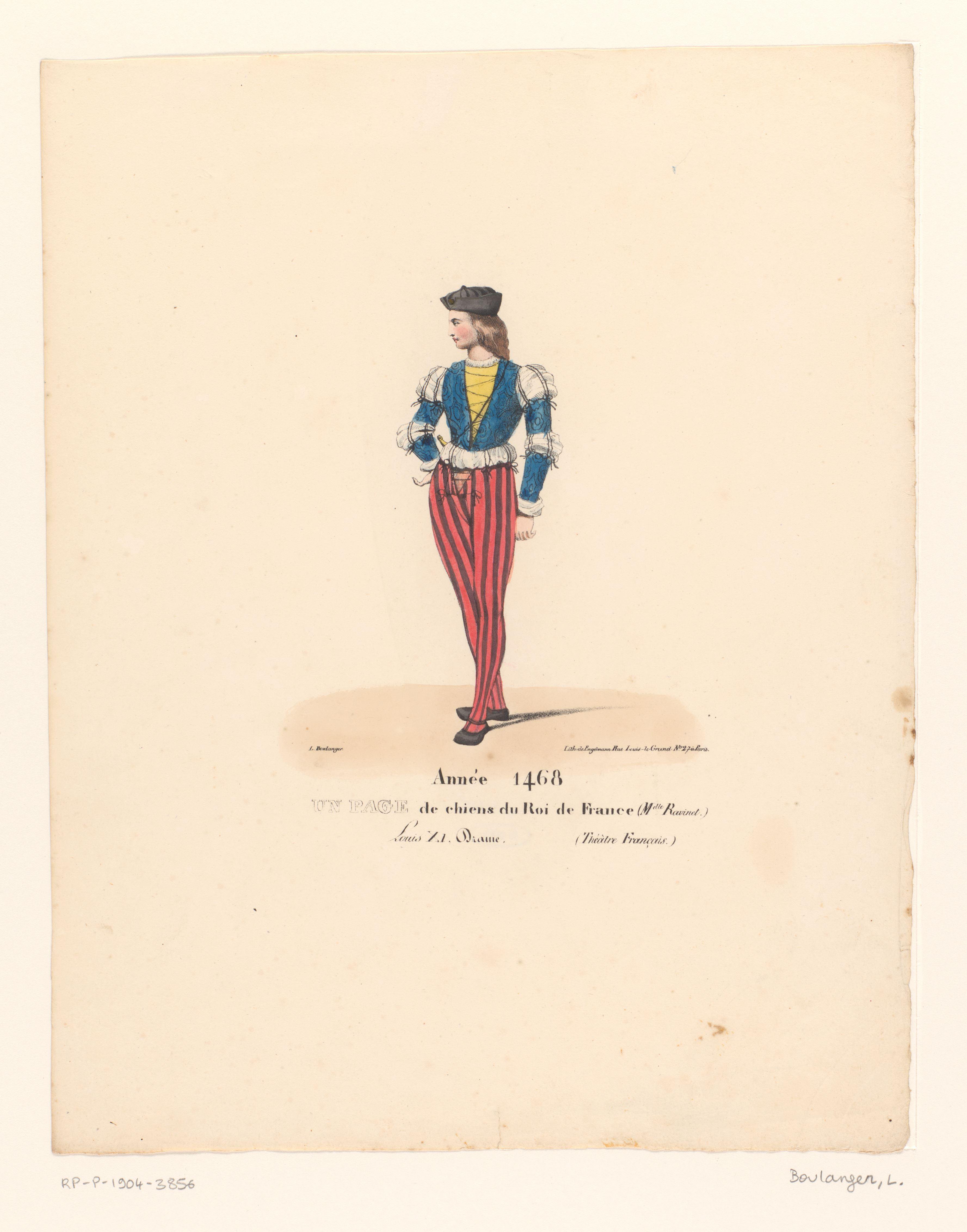Kostuum van een page van de Franse koning uit het drama Louis XI à Péronne