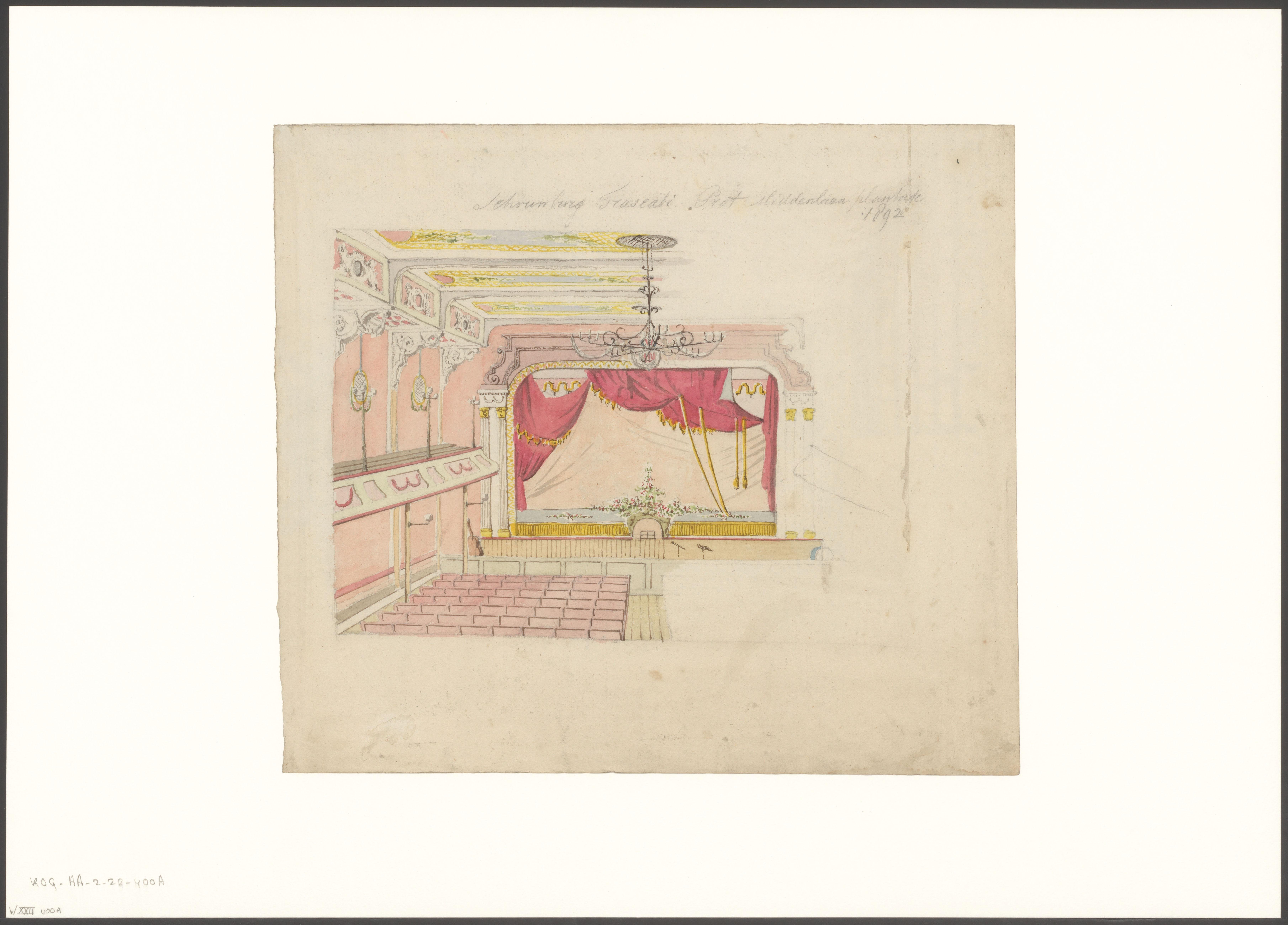 Interieur van Schouwburg Frascati aan de Plantage Middenlaan te Amsterdam