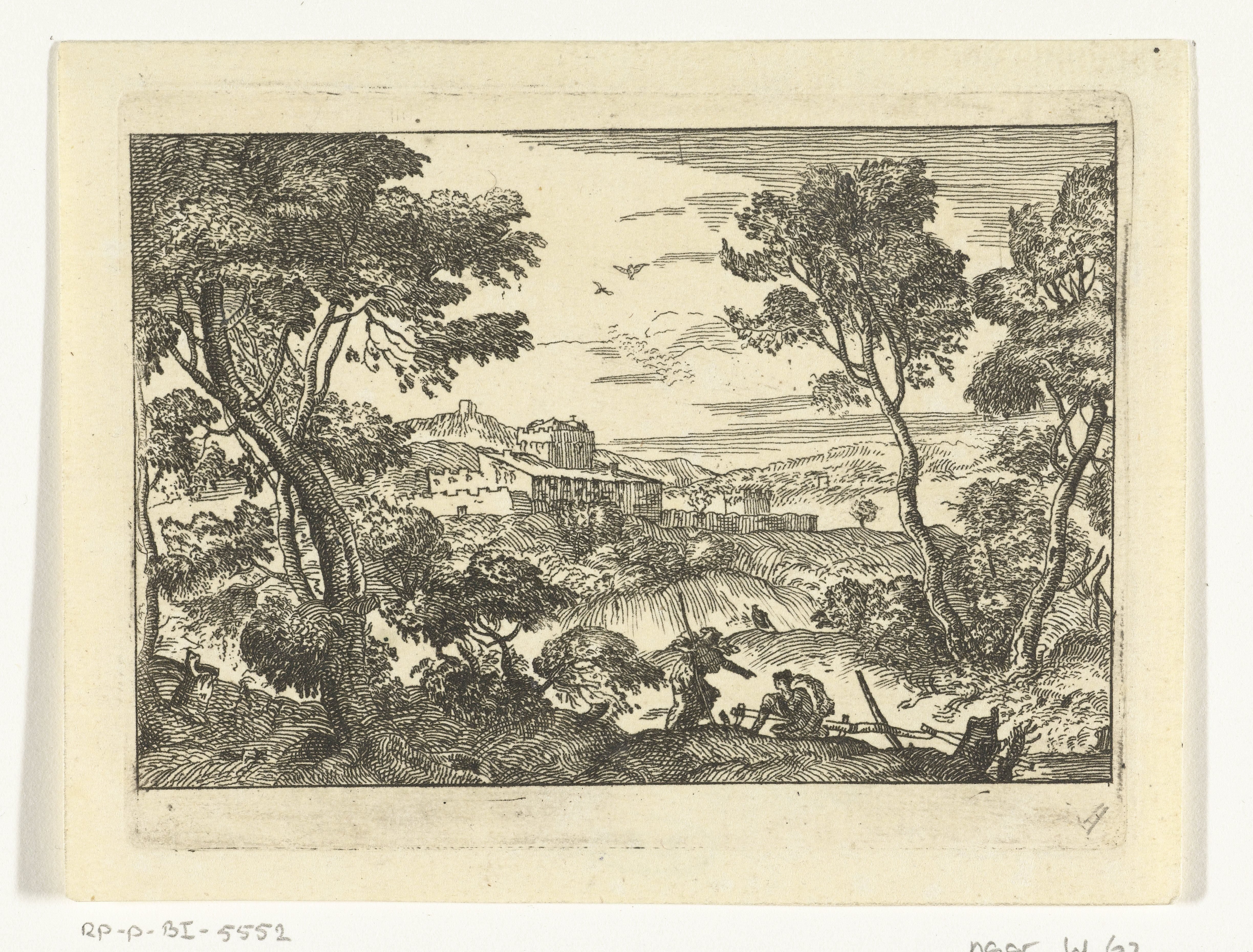 Landschap met staande en zittende vrouw