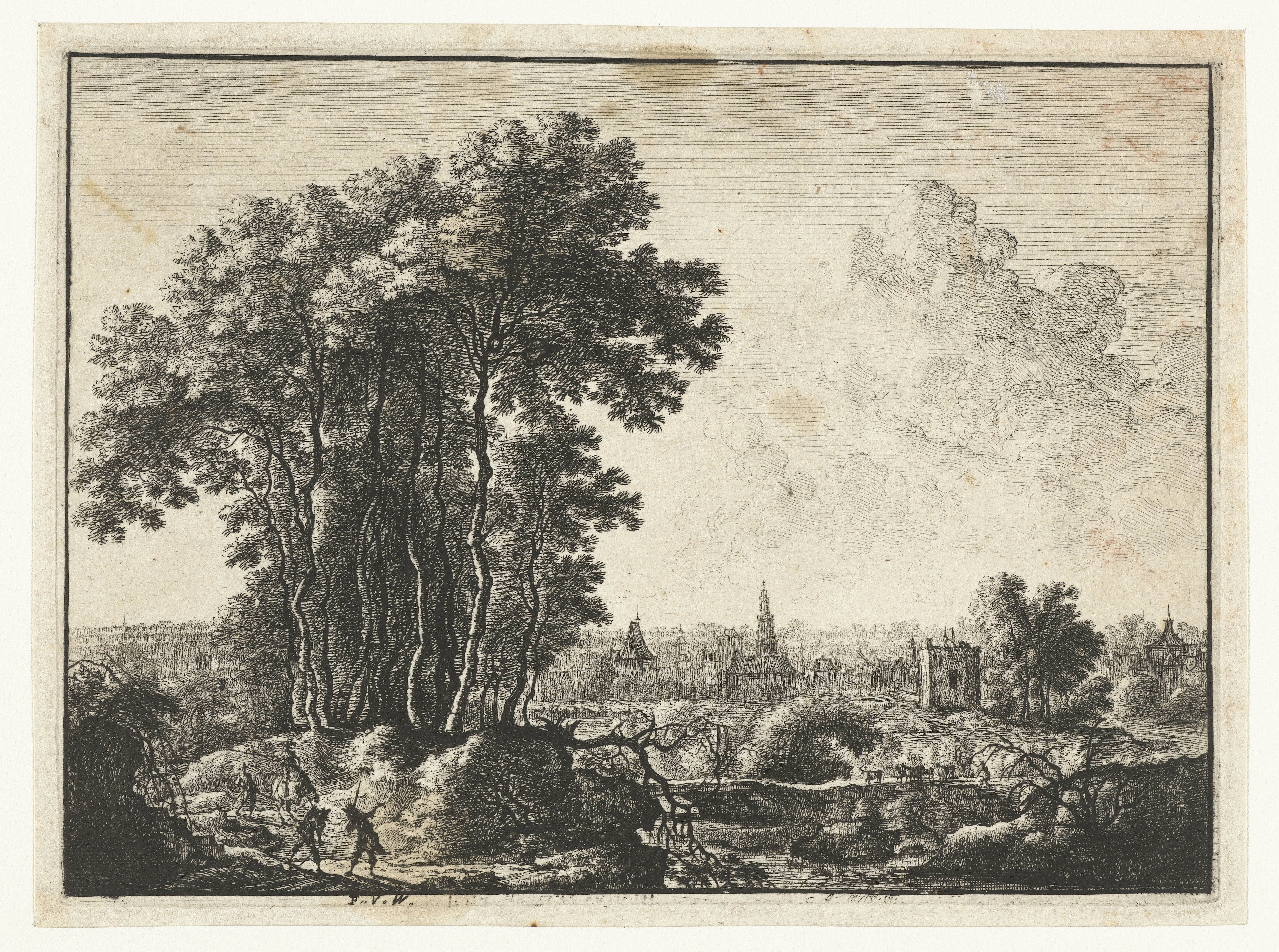 Landschap met reizigers