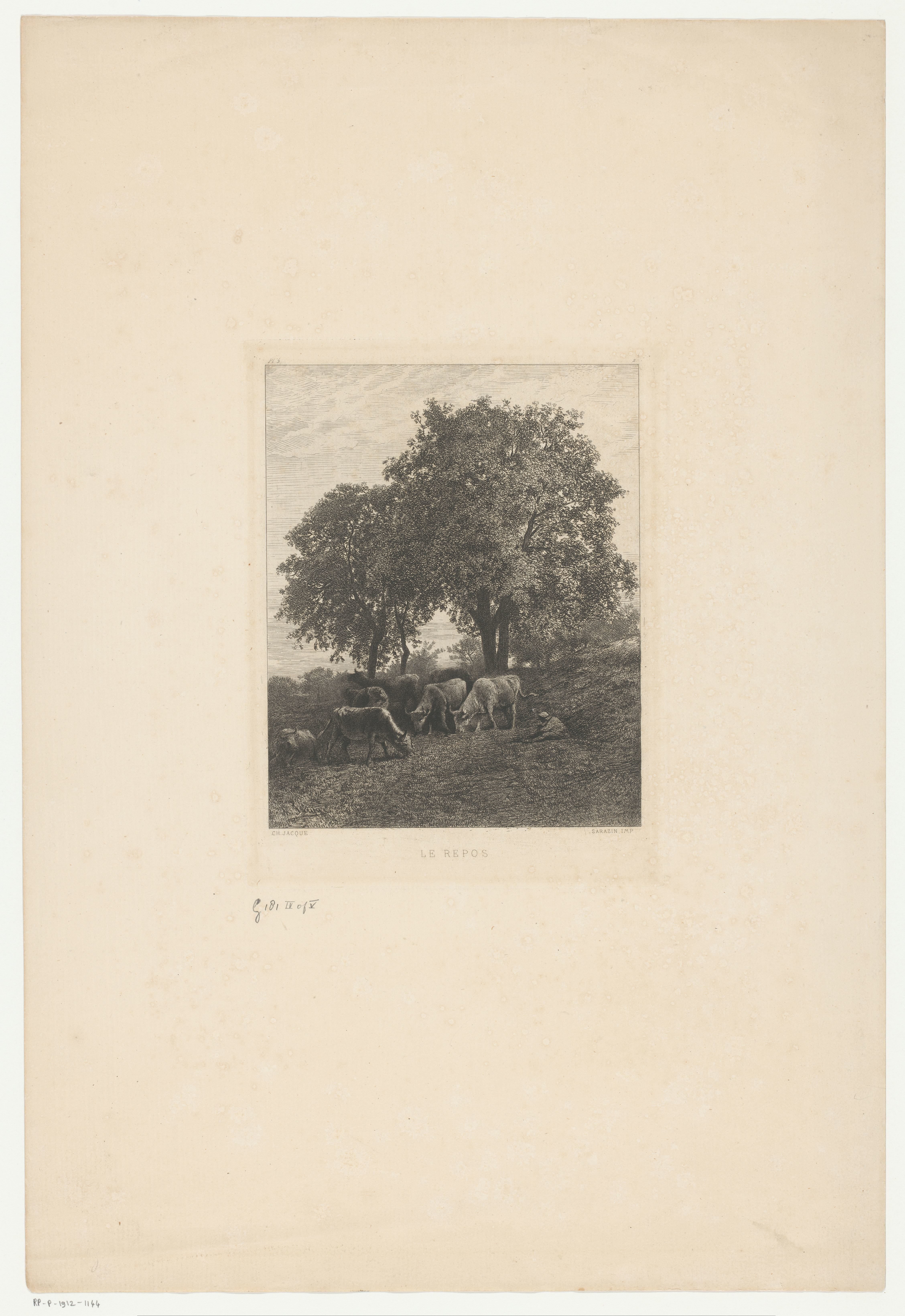 Rustende koeherder in een landschap