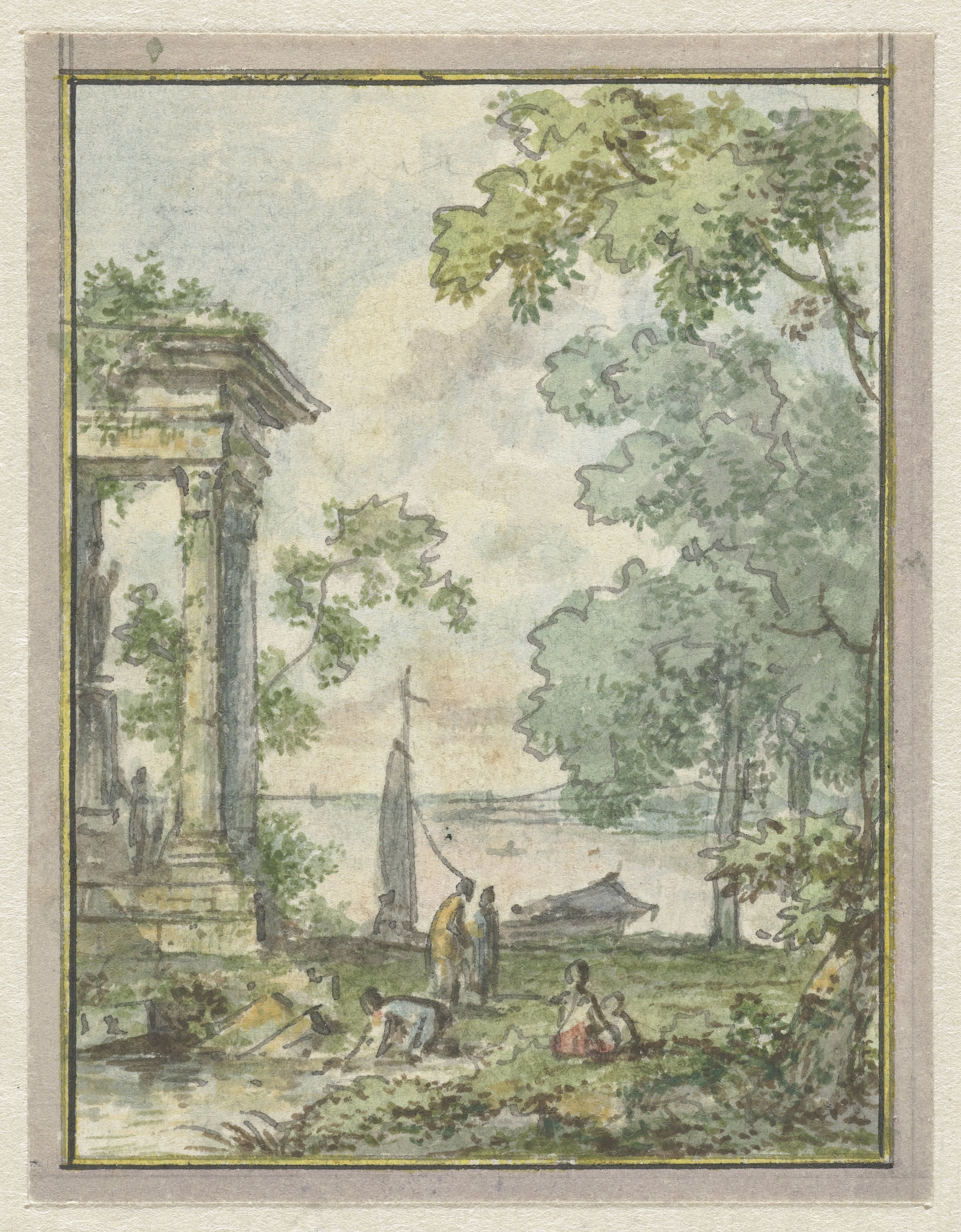 Landschap met tempelruïne