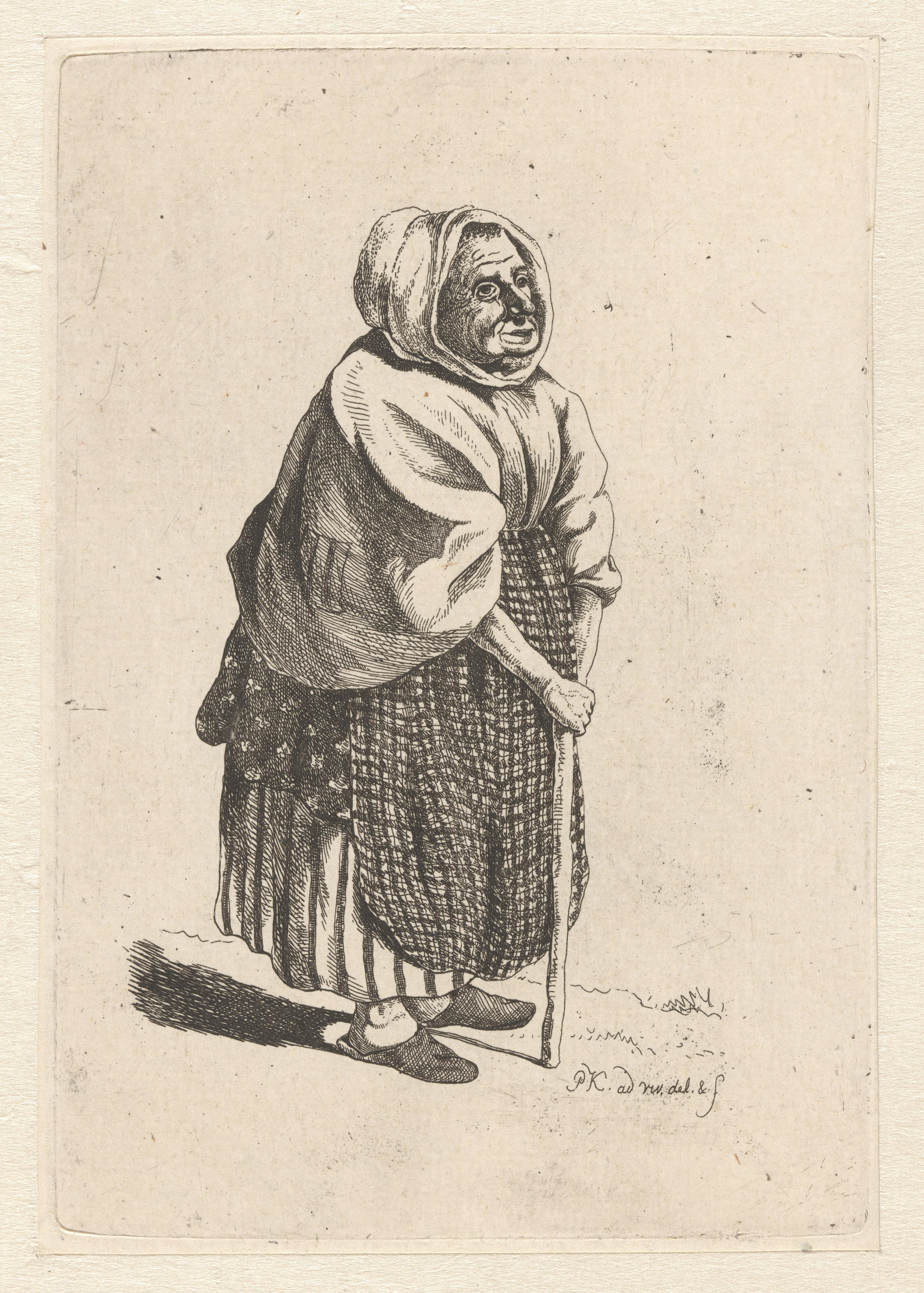 Vrouw met wandelstok