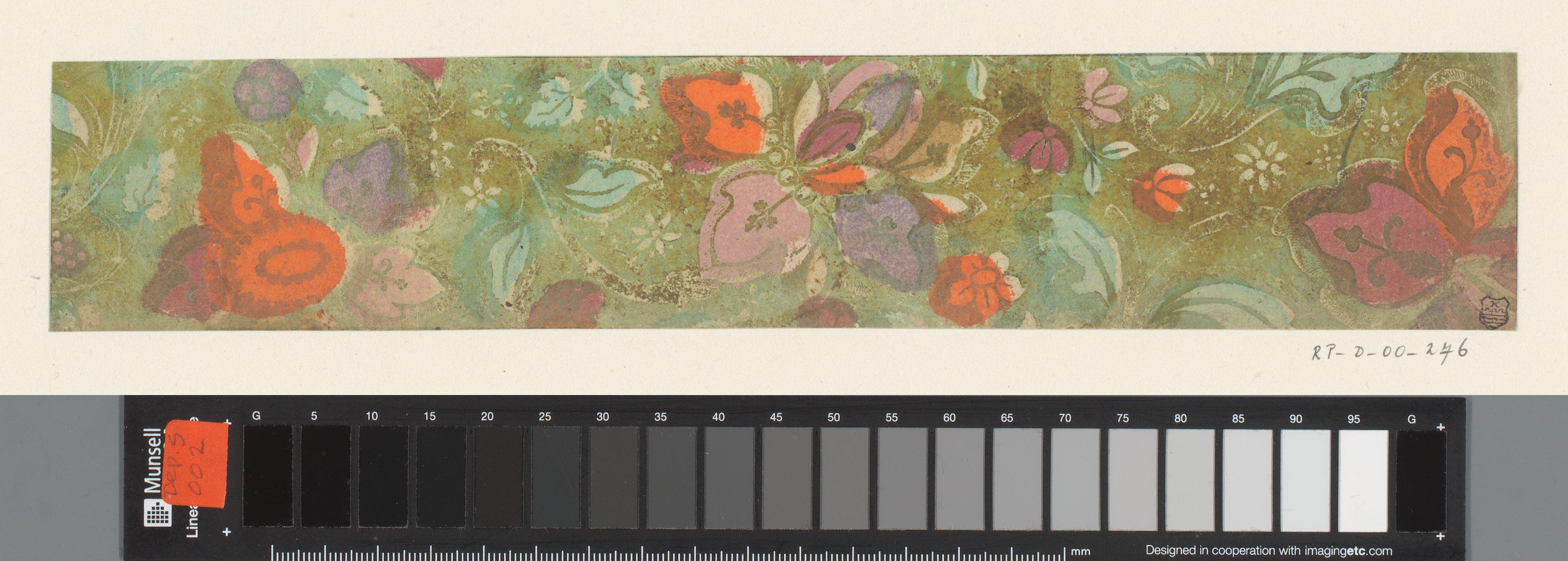 Blad met bloemen en vruchten