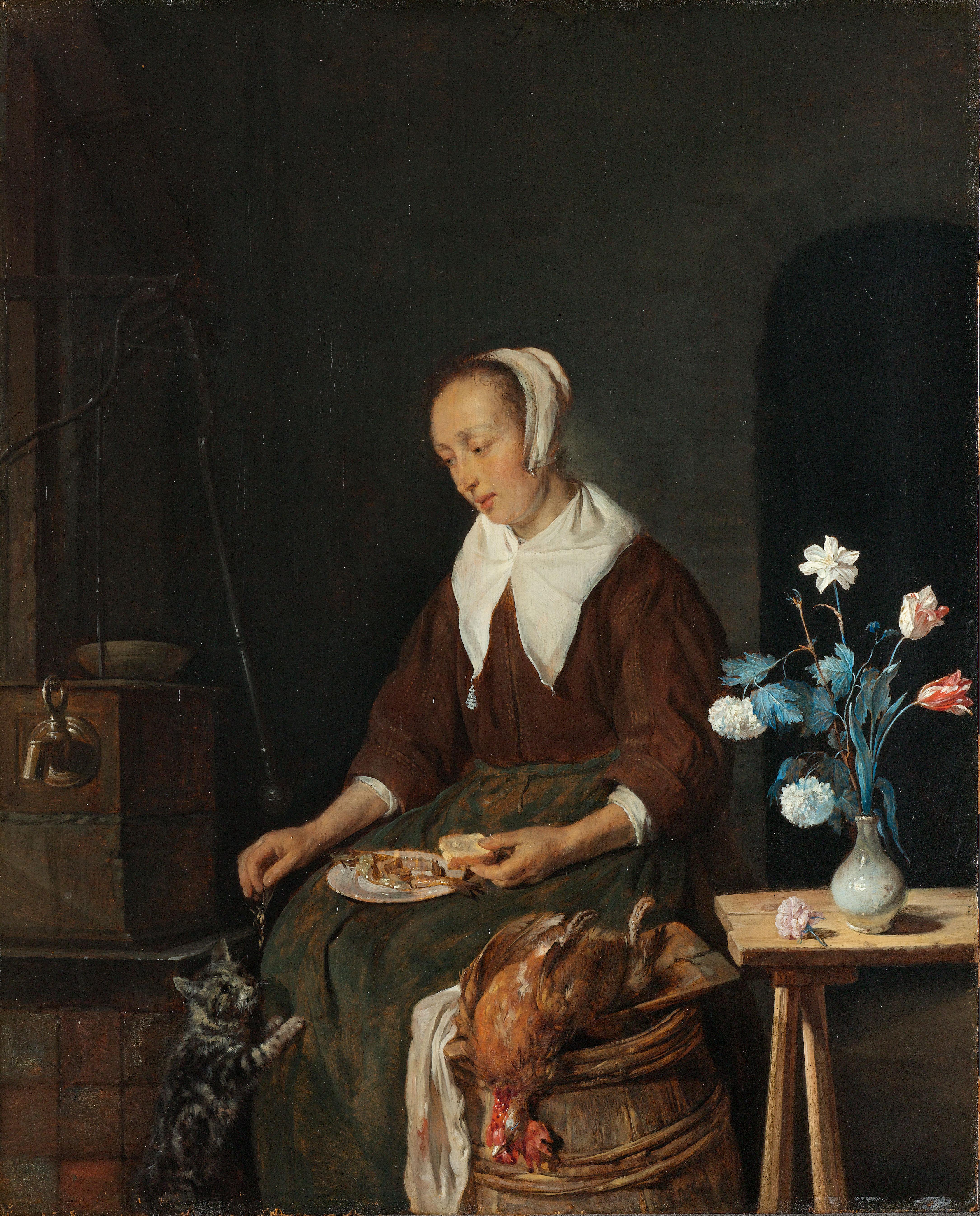 Vrouw aan de maaltijd, bekend als ‘Het ontbijt van de kat’