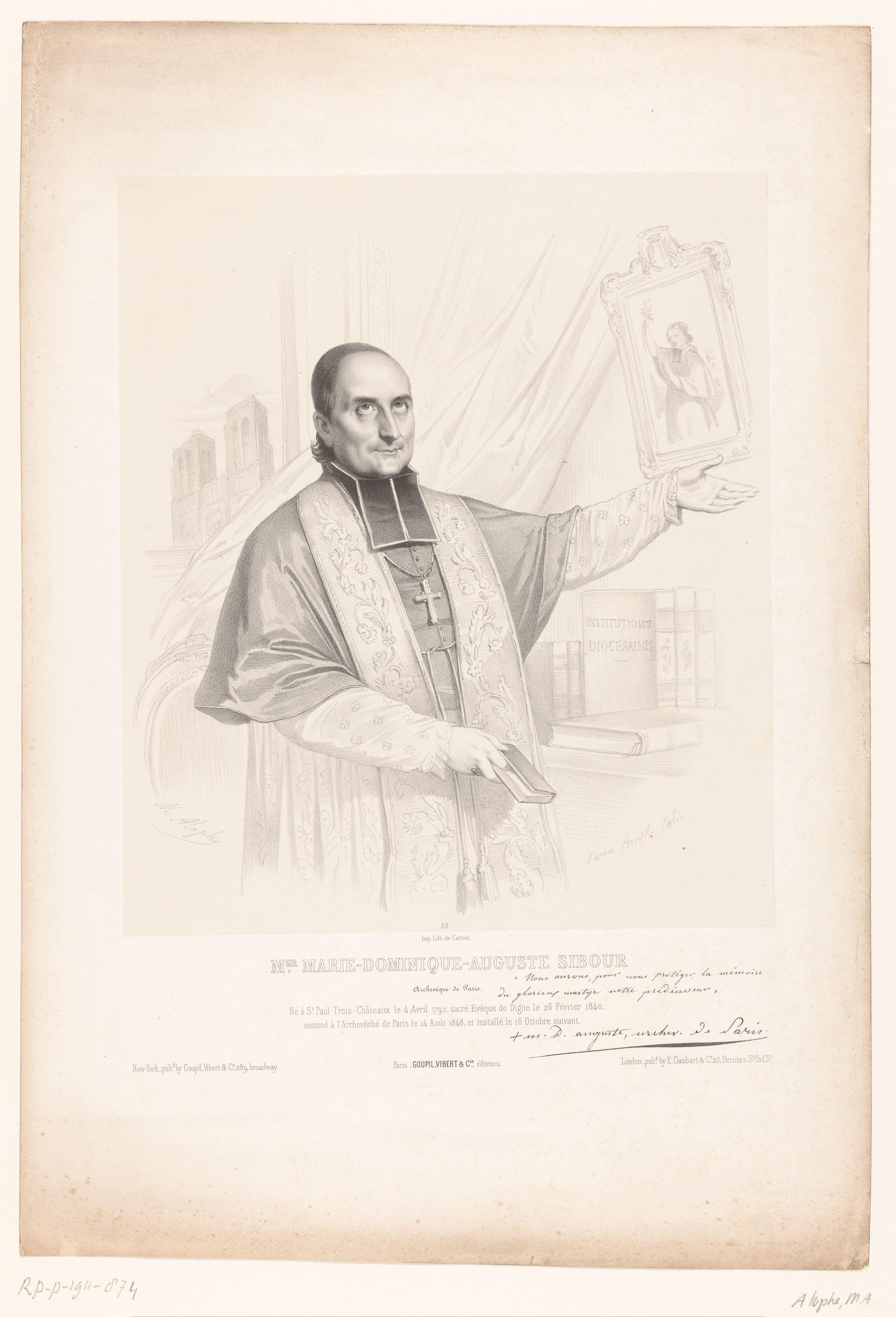 Portret van Marie-Dominique-Auguste Sibour, aartsbisschop van Parijs