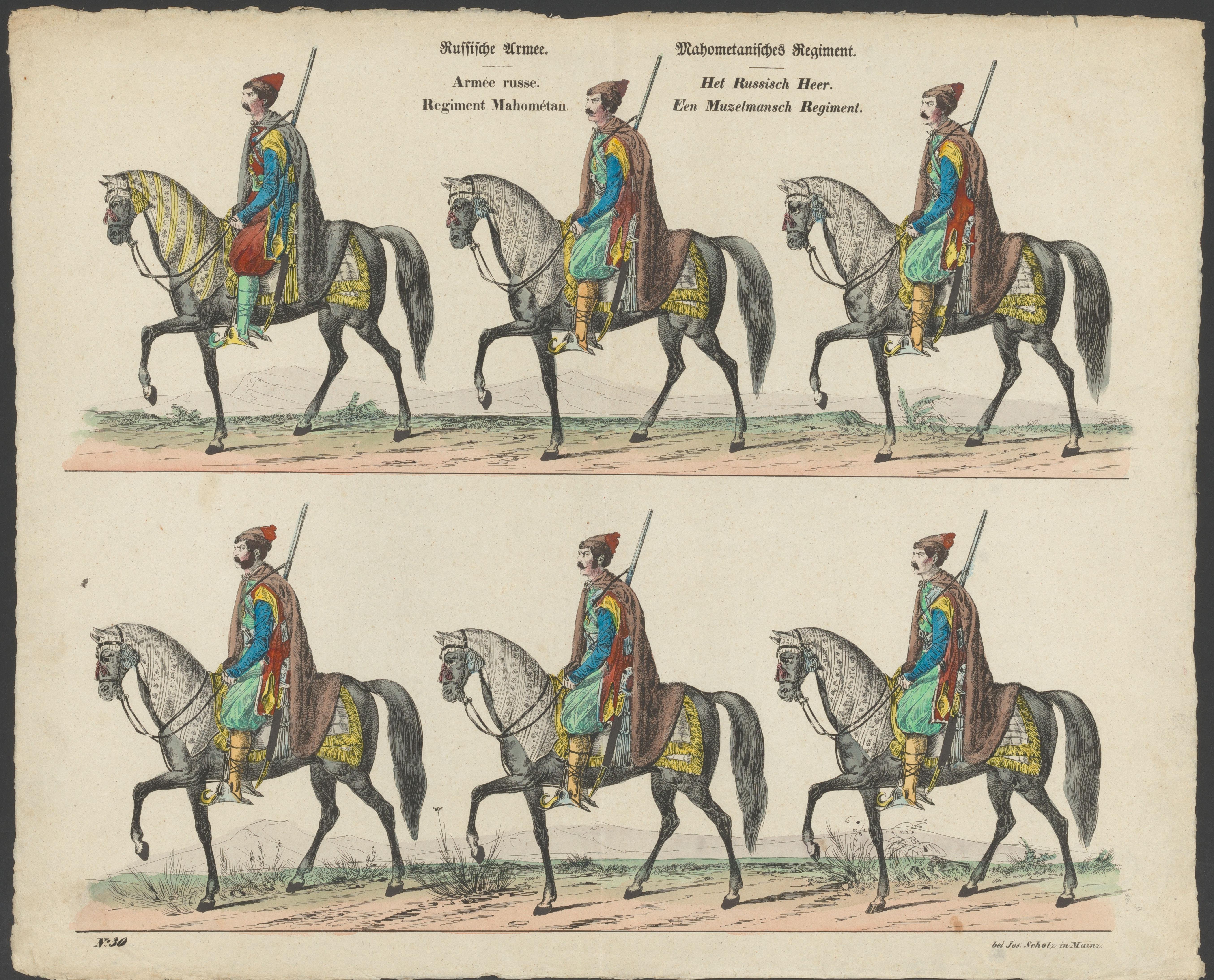 Soldaten uit het moslim regiment van het Russische leger