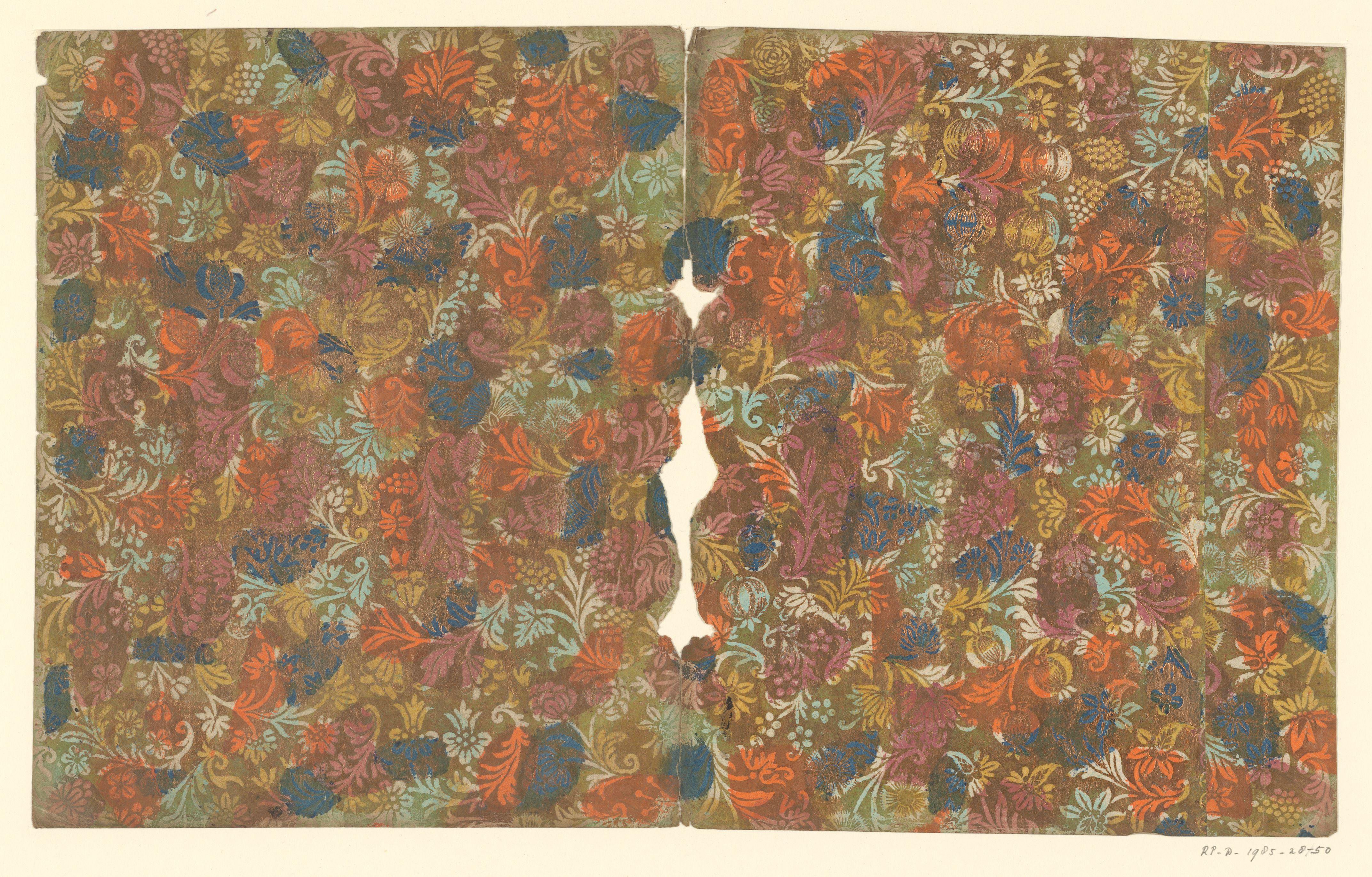 Blad met bloemen en vruchten