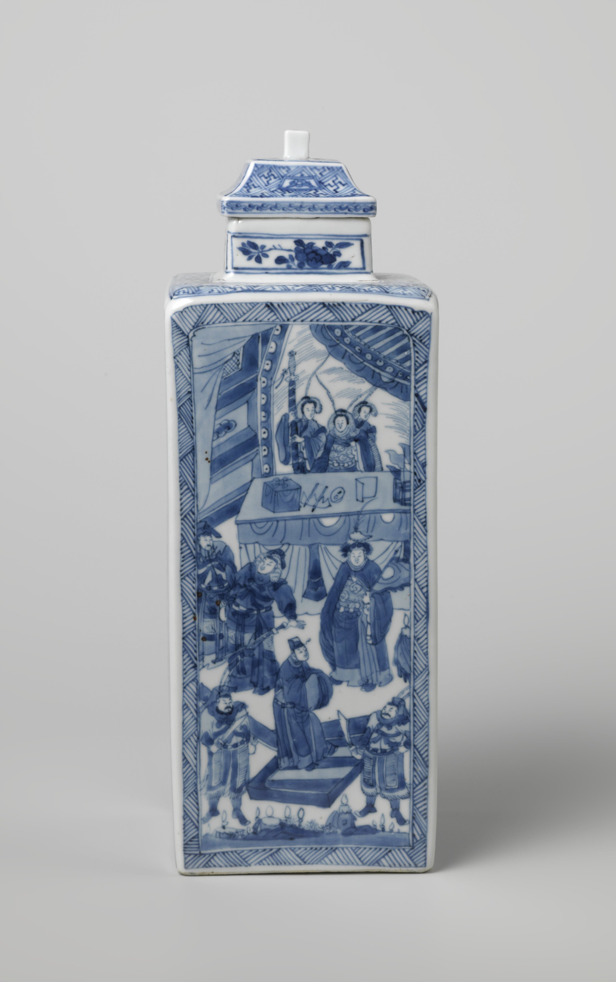 Square bottles depicting war stories