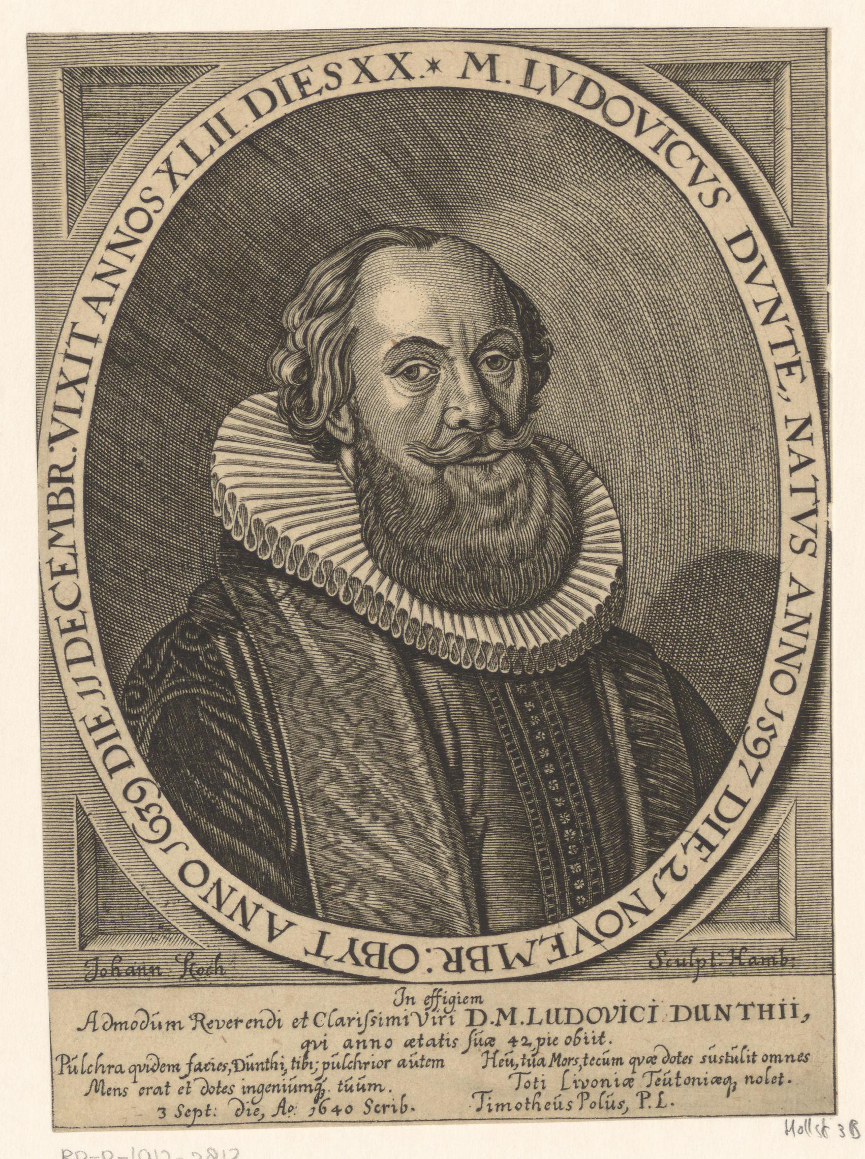 Portret van Ludovicus Dunte op 42-jarige leeftijd
