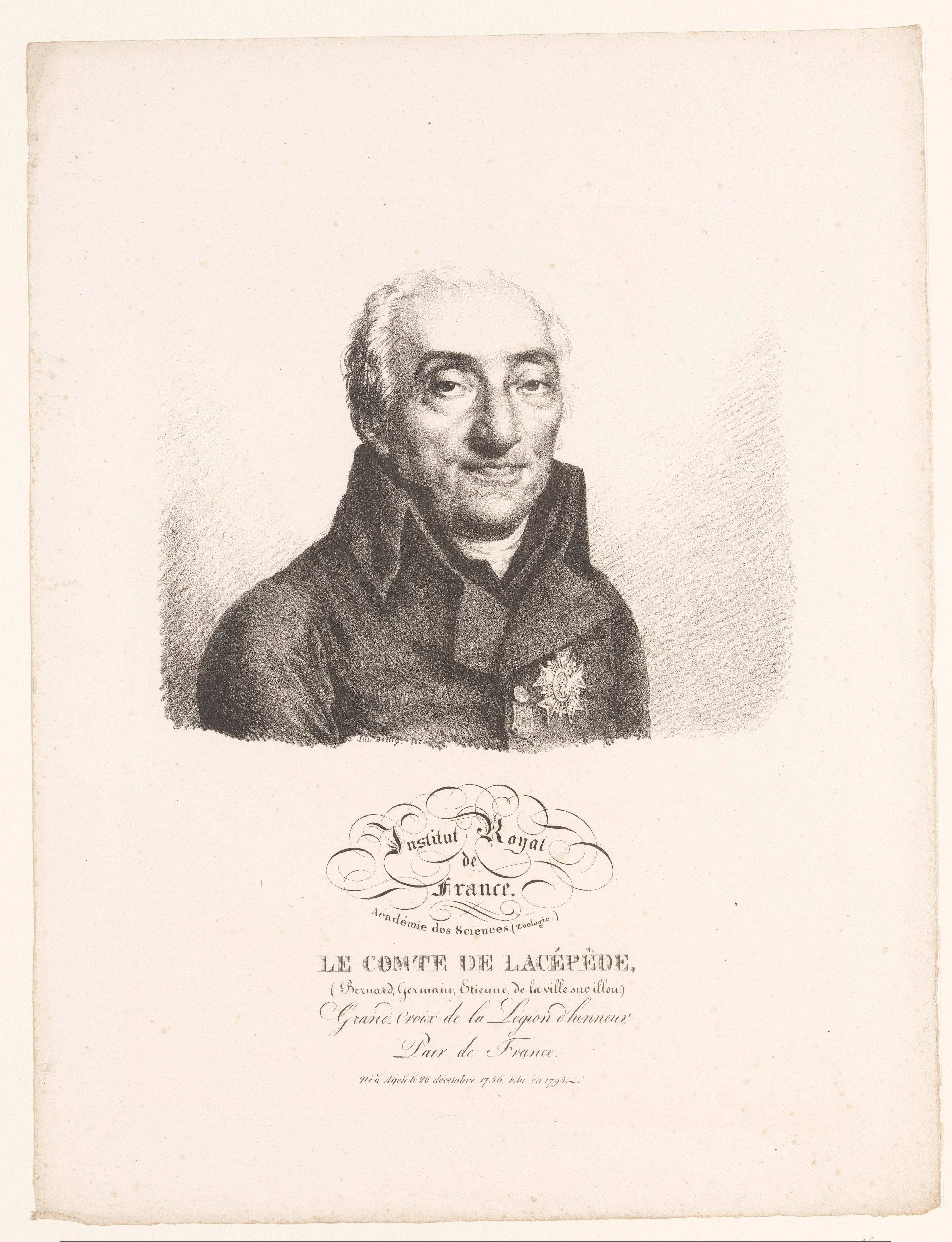 Portret van de natuuronderzoeker Bernard Germain de Lacépède