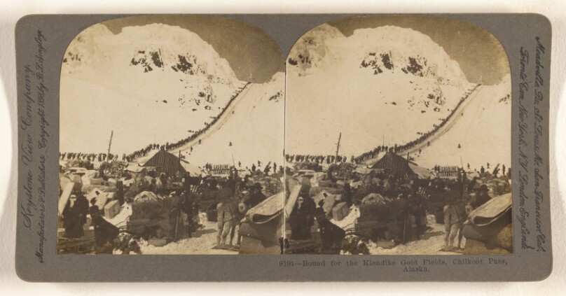 Bound for the Klondike Gold Fields, Chilkoot Pass, Alaska.