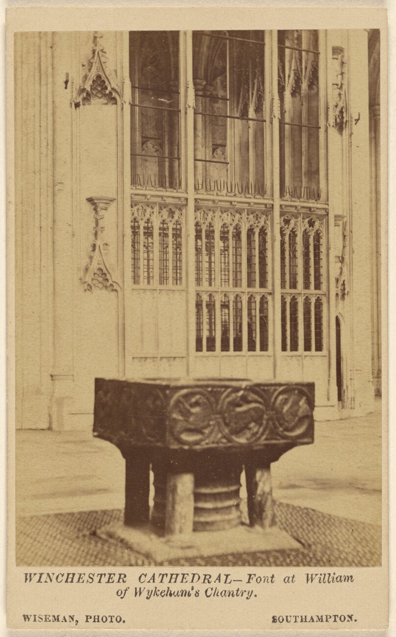 Winchester Cathedral - Font at William of Wykeham's Chantry.