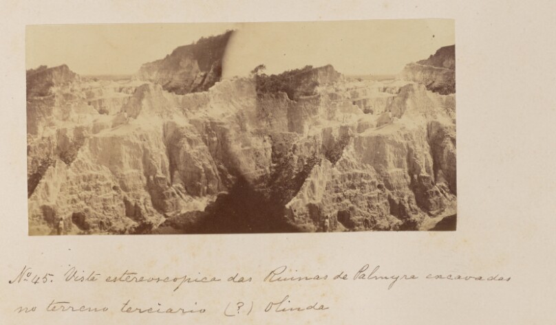 Vista estereoscopica das Ruinas de Palmyra excavadas no terreno terciario Olinda