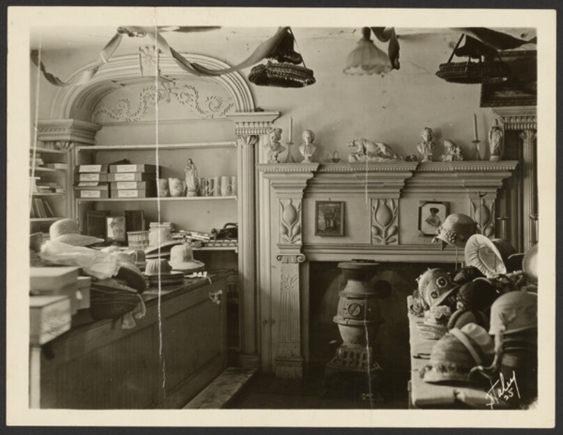 [Store room of millinery shop]