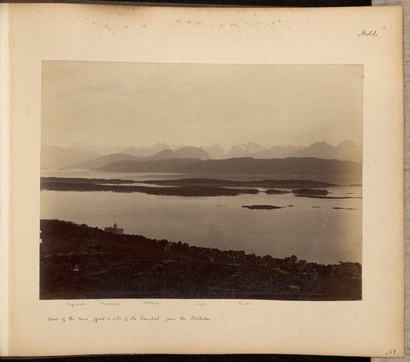 View of the town, fjord and hills of the Romsdal