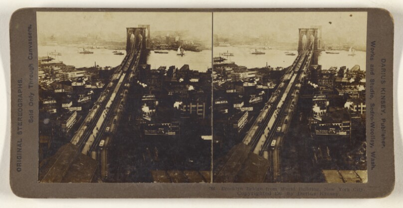 Brooklyn Bridge from World Building, New York City.