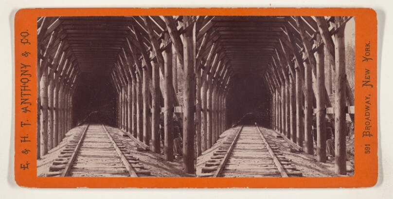 Interior of the Snow Sheds on the C.P.R.R. [Pacific Railroad]